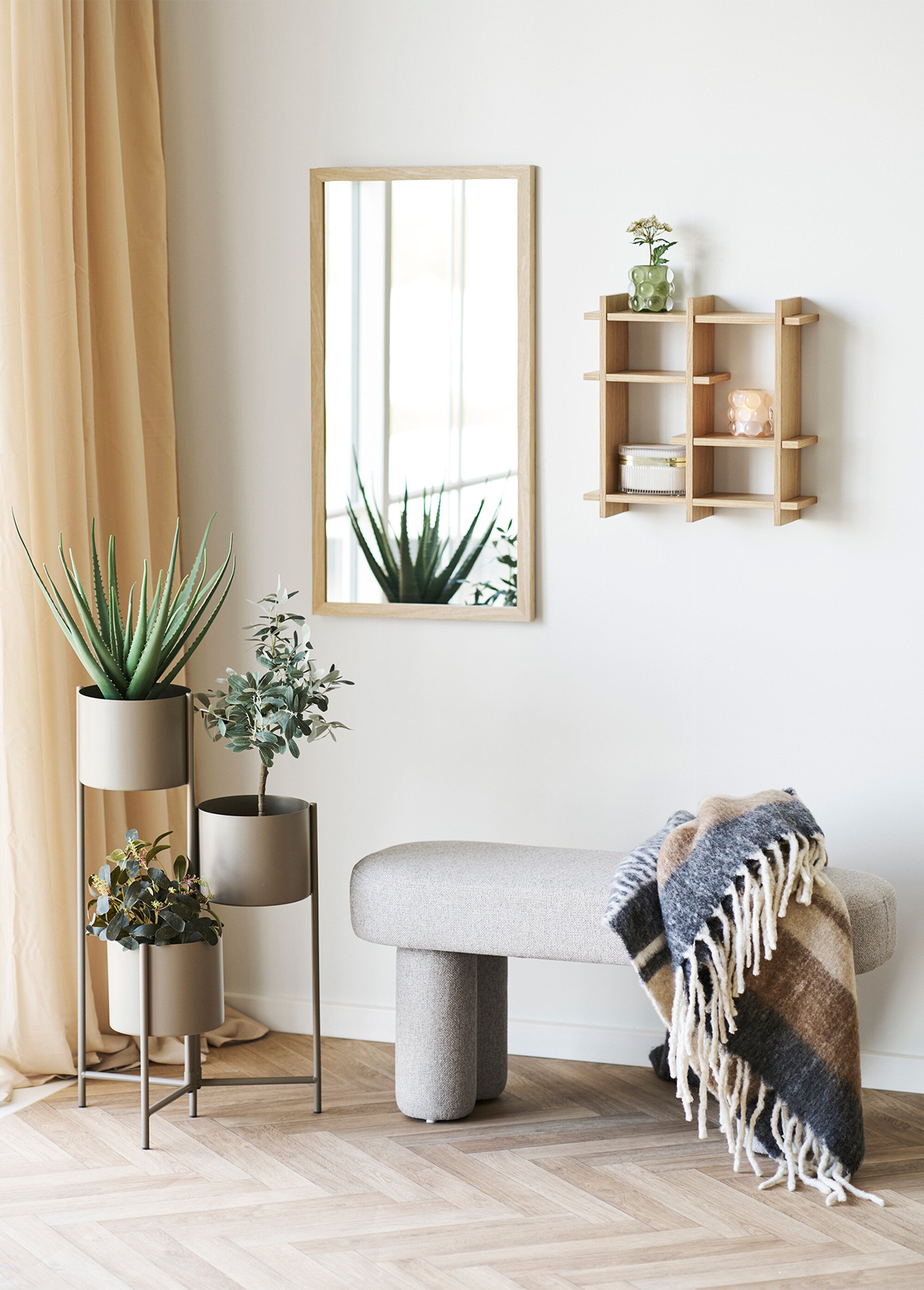 Banquette design en tissu moucheté BEIGE HN-1401315 SI1