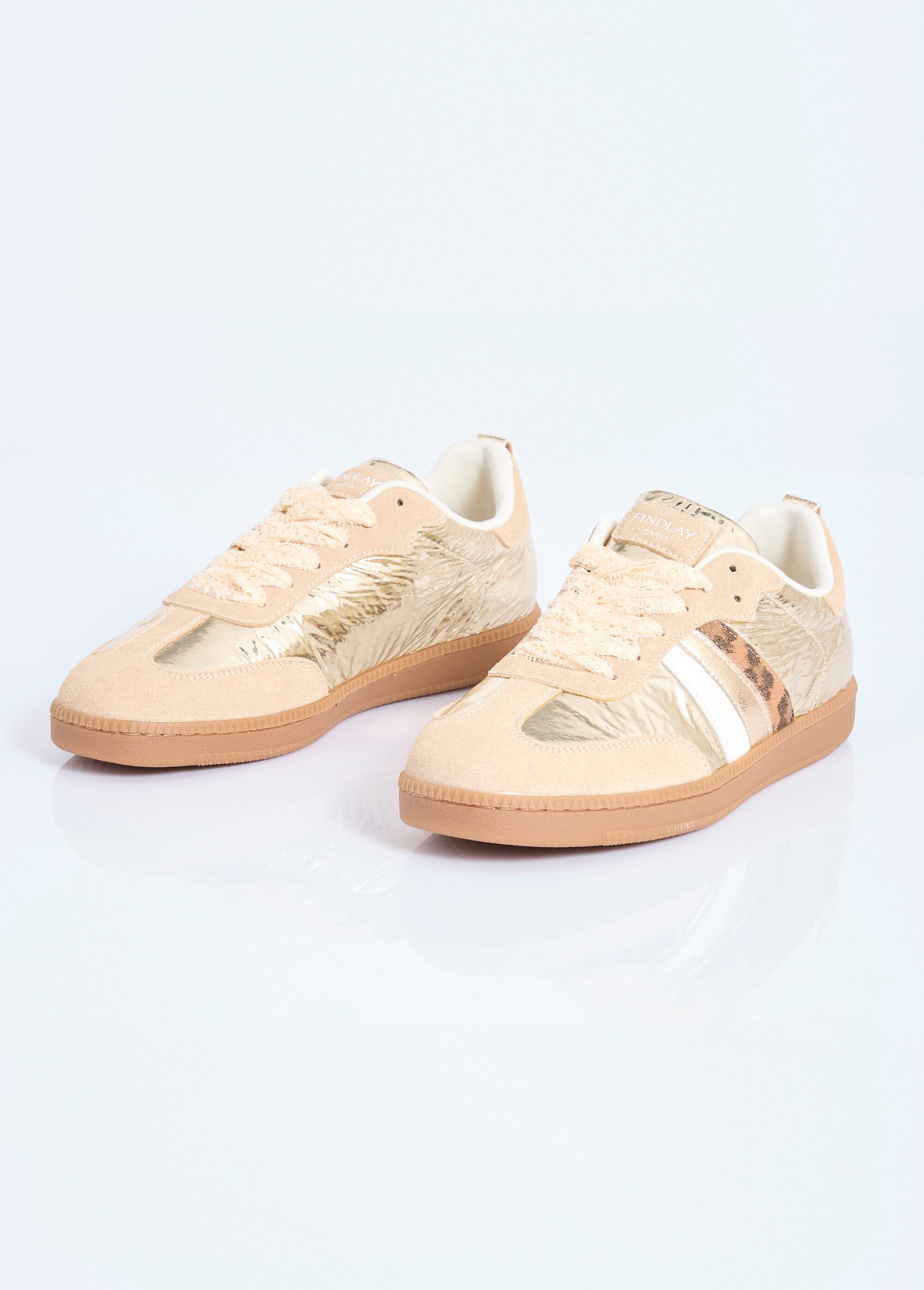 Baskets métallisées avec lacets dentelle Femme Doré COVFY1180 DE1