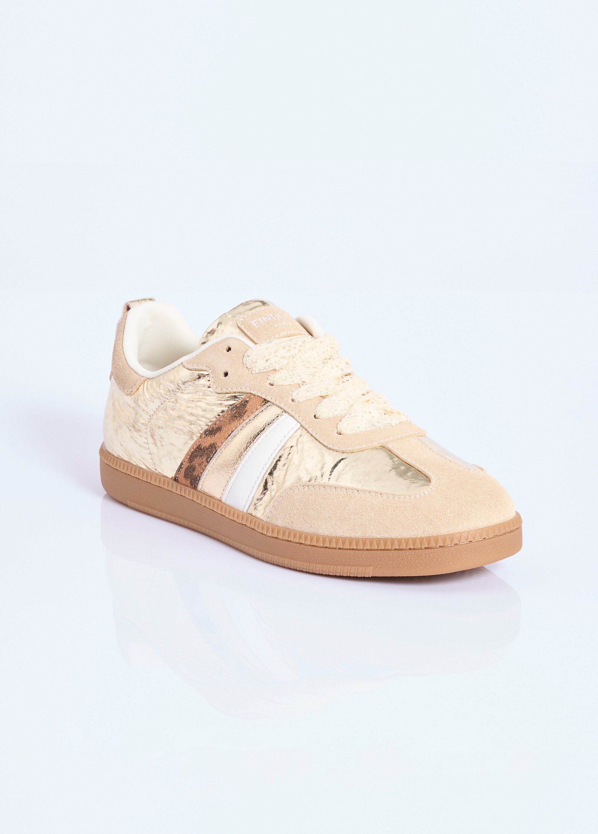 Baskets métallisées avec lacets dentelle Femme Doré COVFY1180 FA1