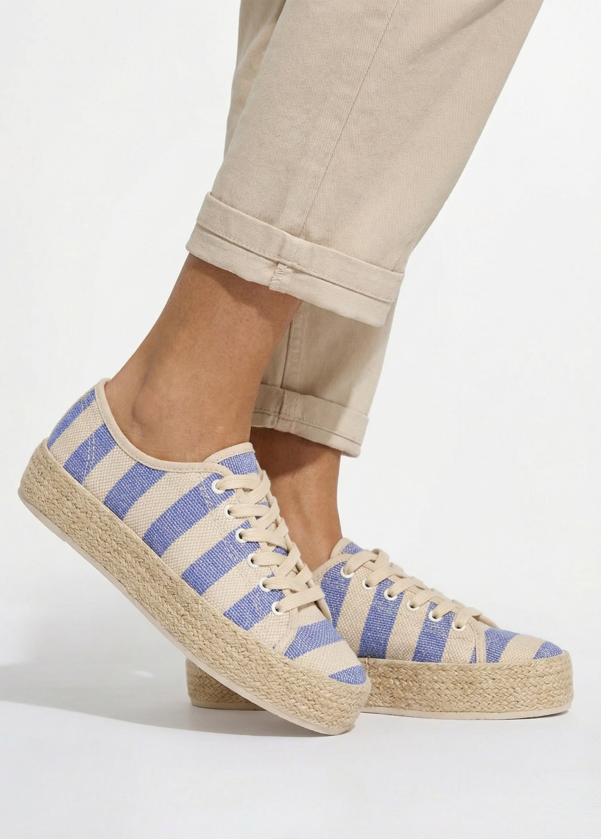 Baskets semelle plateforme façon corde Femme RAYE BLEU COVYB0389 SI1