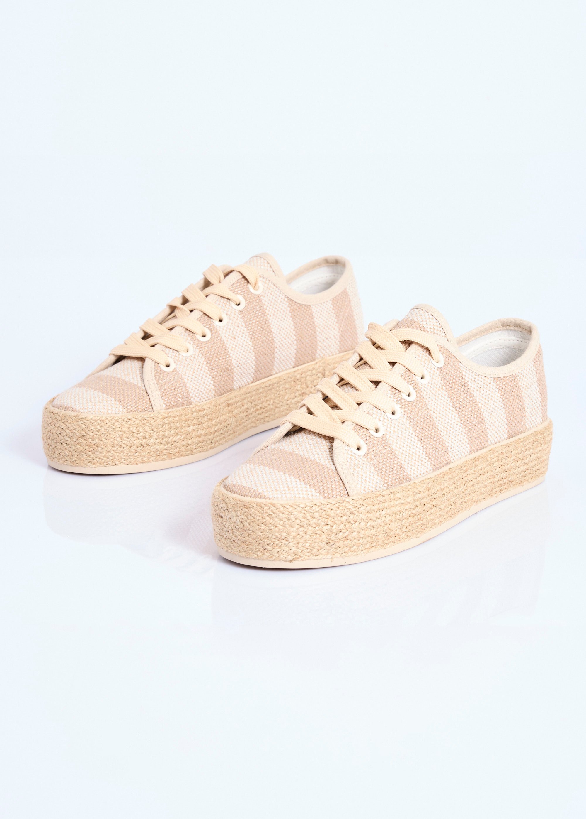 Baskets semelle plateforme façon corde Femme RAYE BEIGE COVYB0389 DE1
