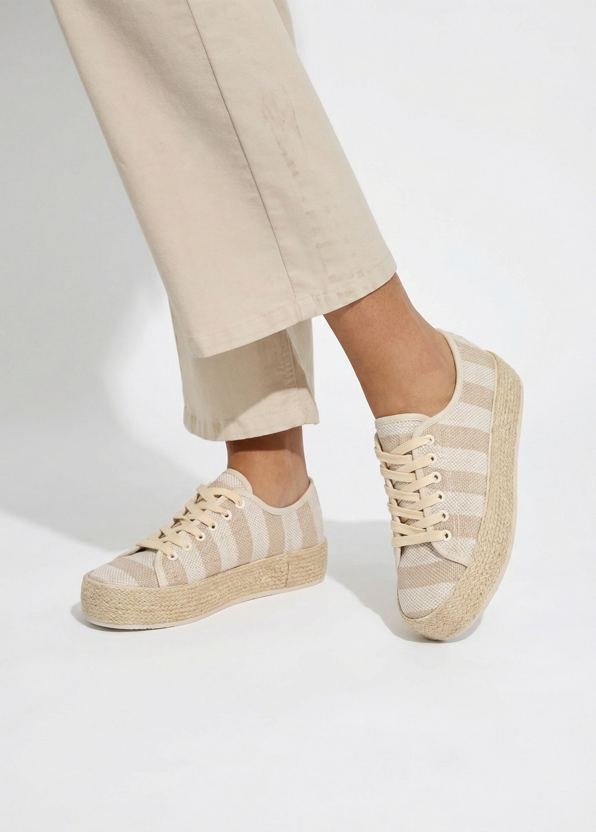Baskets semelle plateforme façon corde Femme RAYE BEIGE COVYB0389 SI1