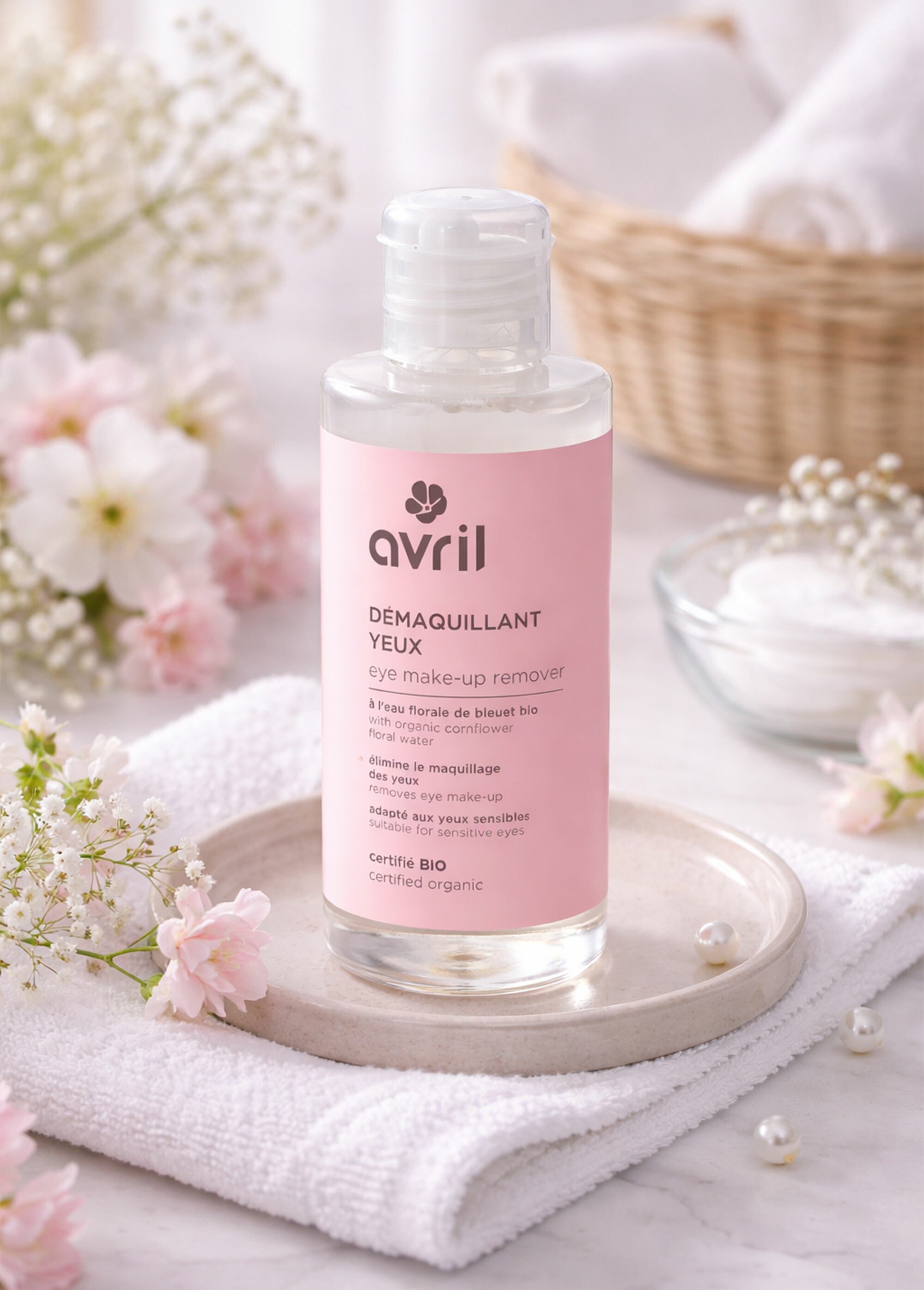 Démaquillant yeux BIO, à l'eau de bleuet Blanc AV-825 SI1