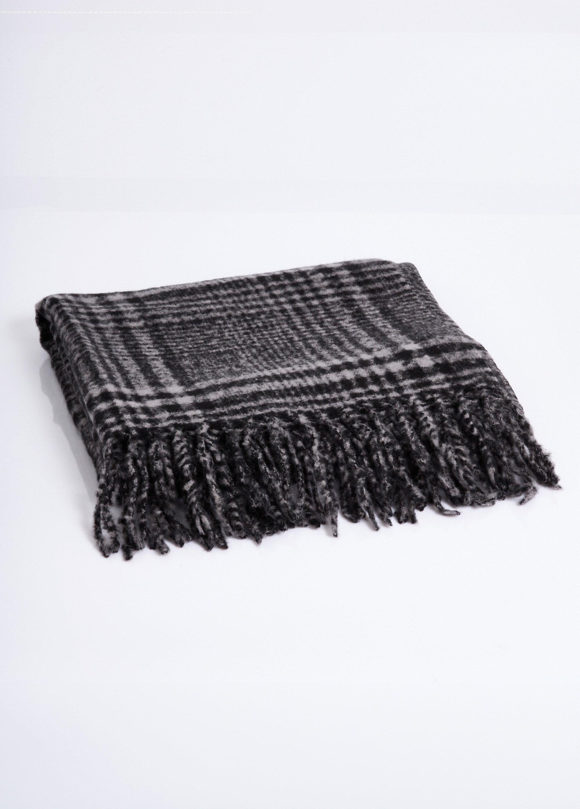 Echarpe à franges chaude à carreaux Femme Gris NES180LSW2511 FA1