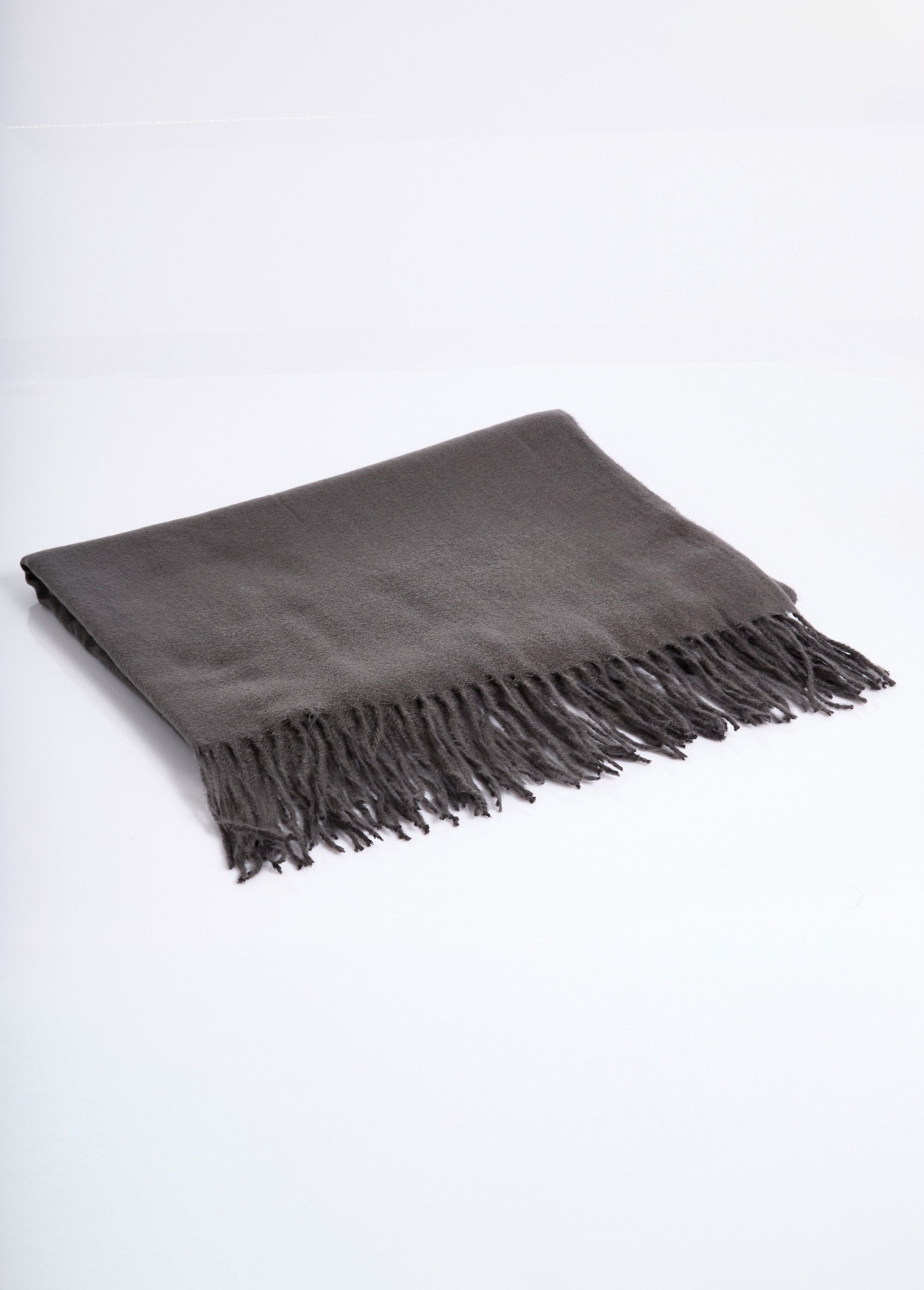 Echarpe à franges douce et chaude Femme Gris NES180LSW1919 FA1