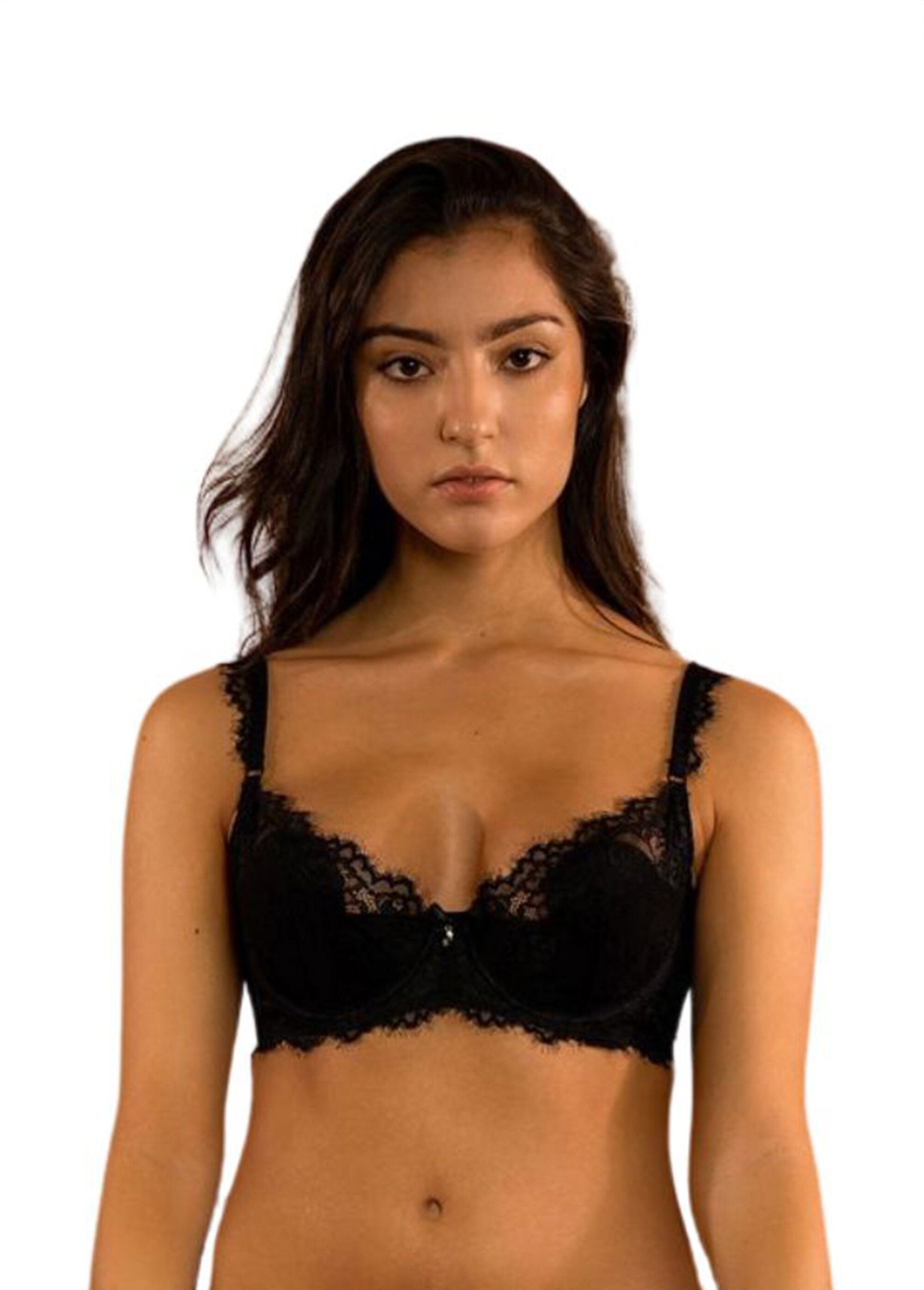 Soutien-gorge rembourré avec dentelle Noir Afibel