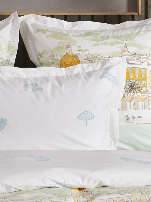 Taie d'oreiller aquarelle Nice percale BLANC ET JAUNE TDV-TAIE-NICE DE3