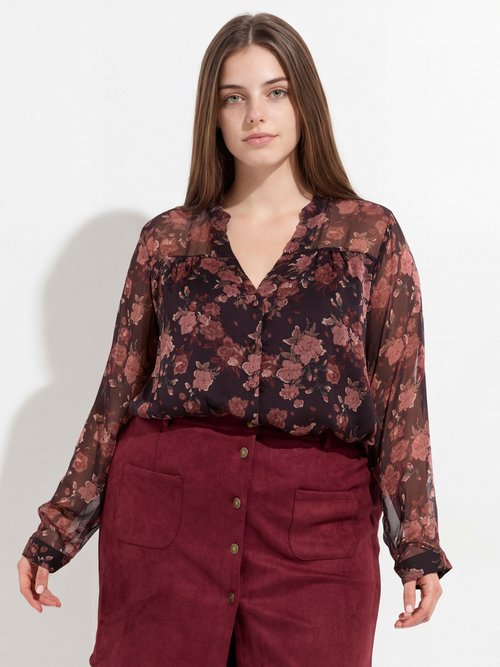 Mini jupe en suédine, boutons métal Femme Grande Taille Rouge MA-M260-2283 FA1