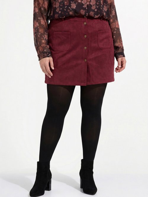Mini jupe en suédine, boutons métal Femme Grande Taille Rouge MA-M260-2283 FA1