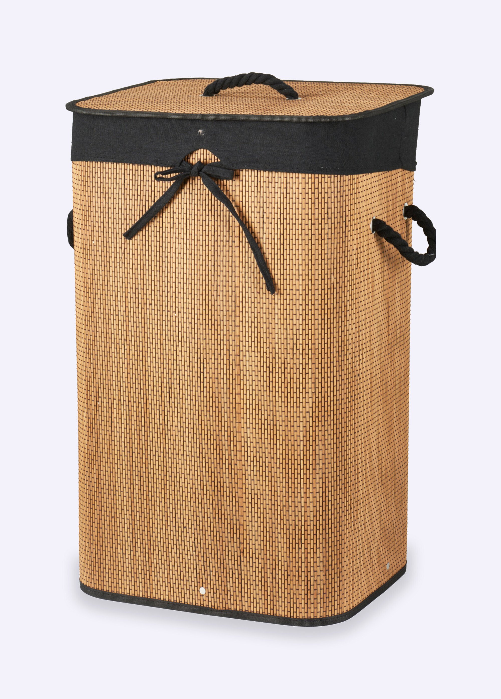 Panier à linge bambou tressé et tissu
