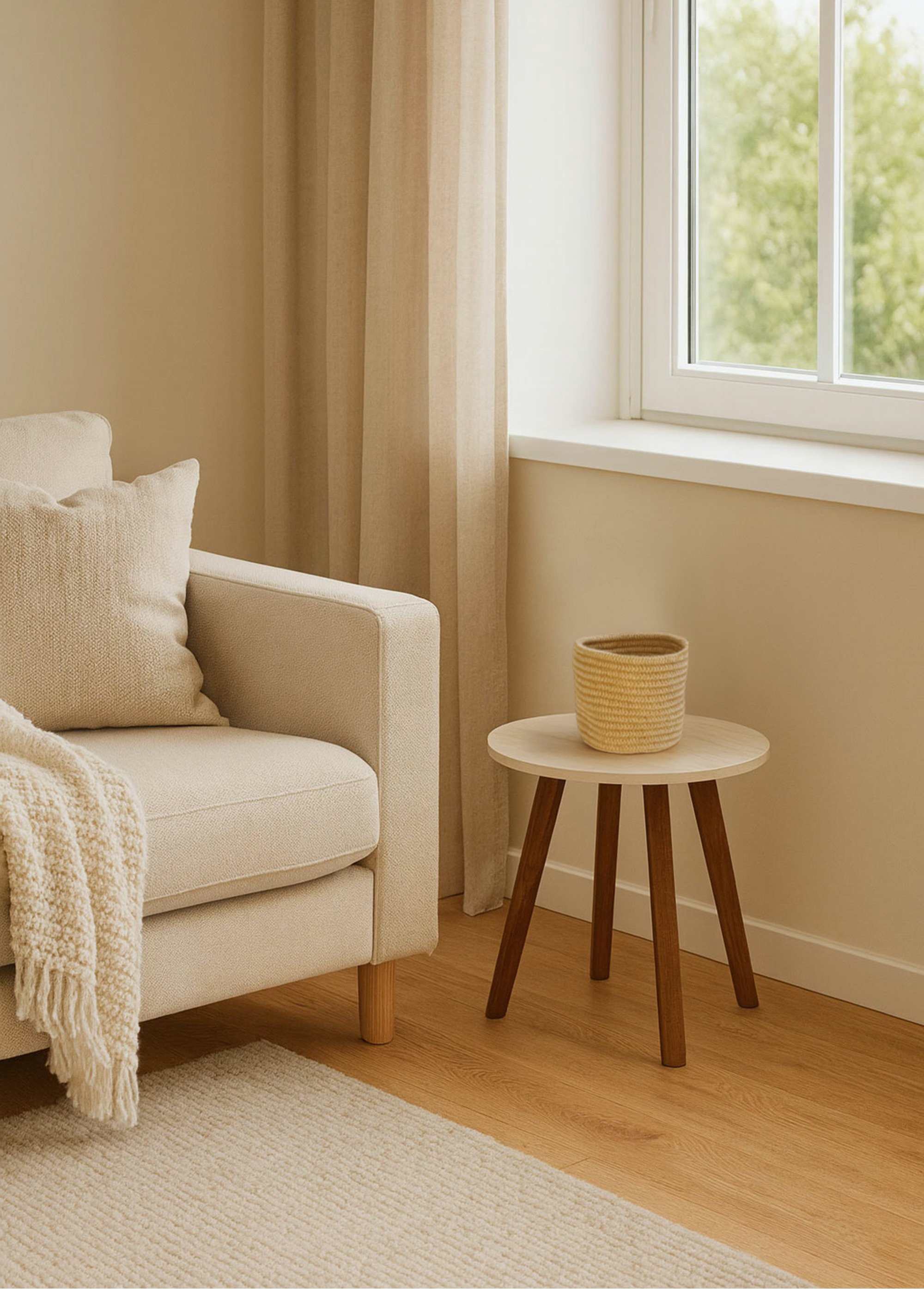Panier cache pot tressé en coton Beige KP-KR2800000 SF1