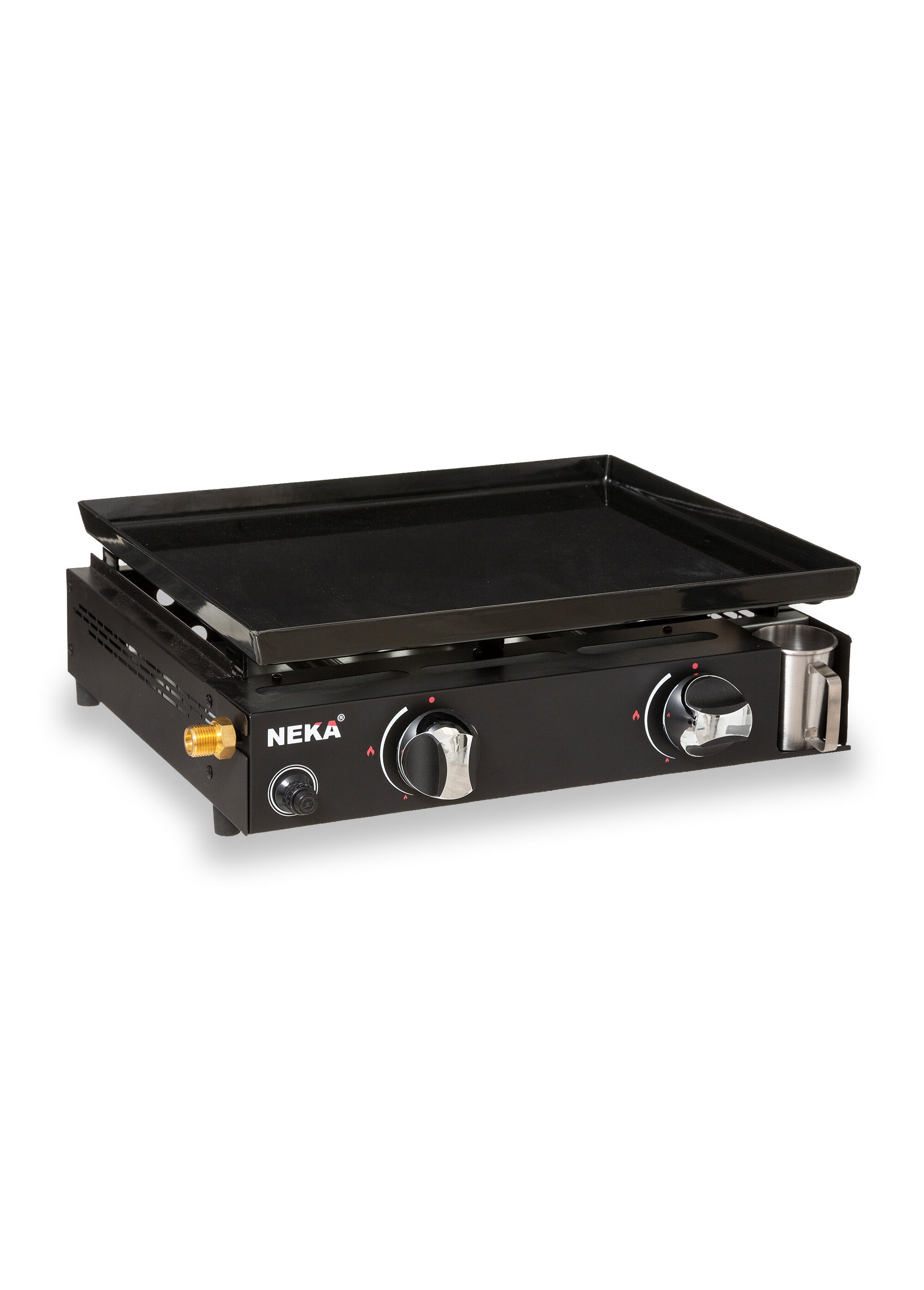 Plancha à gaz acier émaillé, 2 feux NOIR JJA-167943 FA1