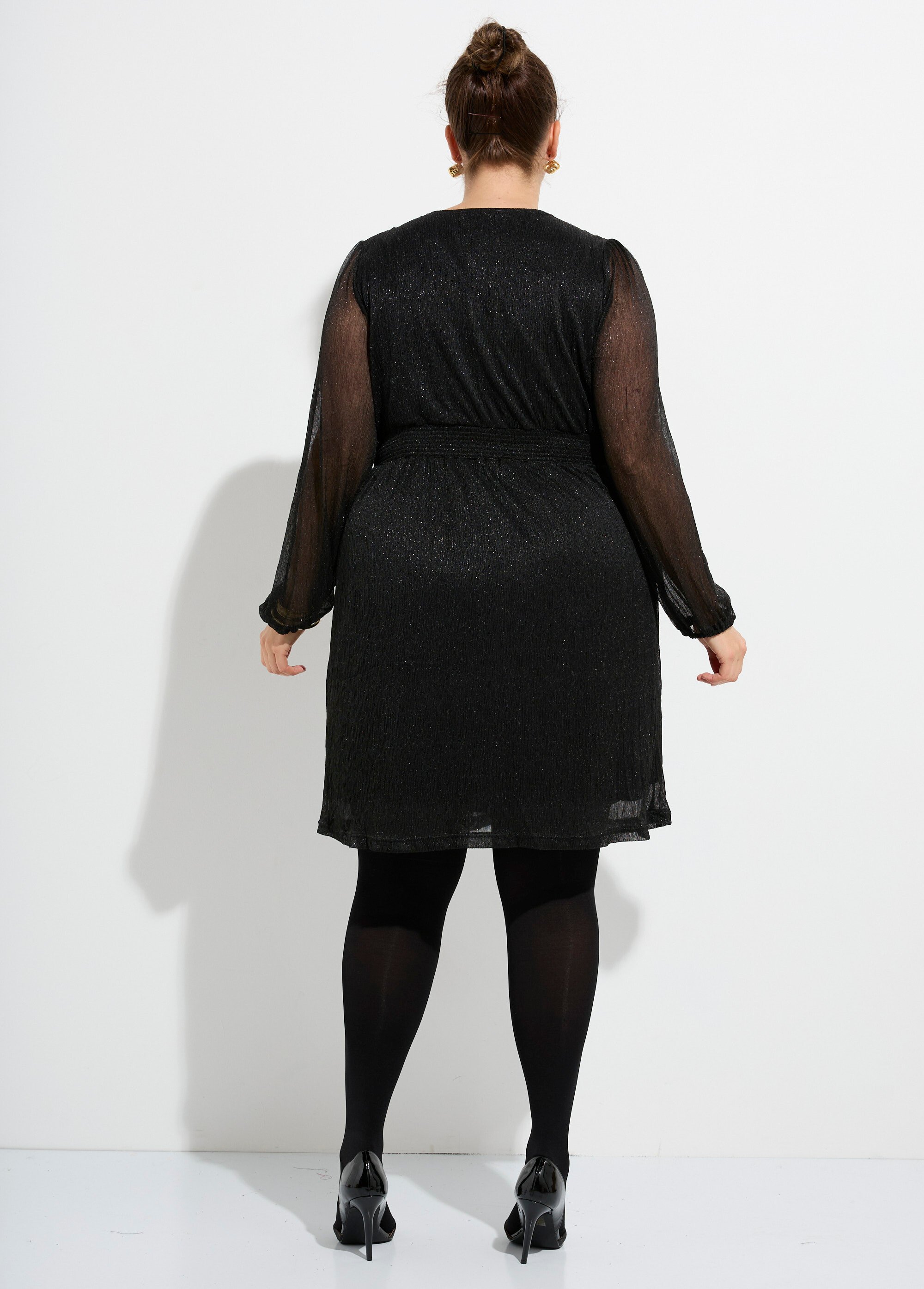 Robe taille haute chic en voile pailleté