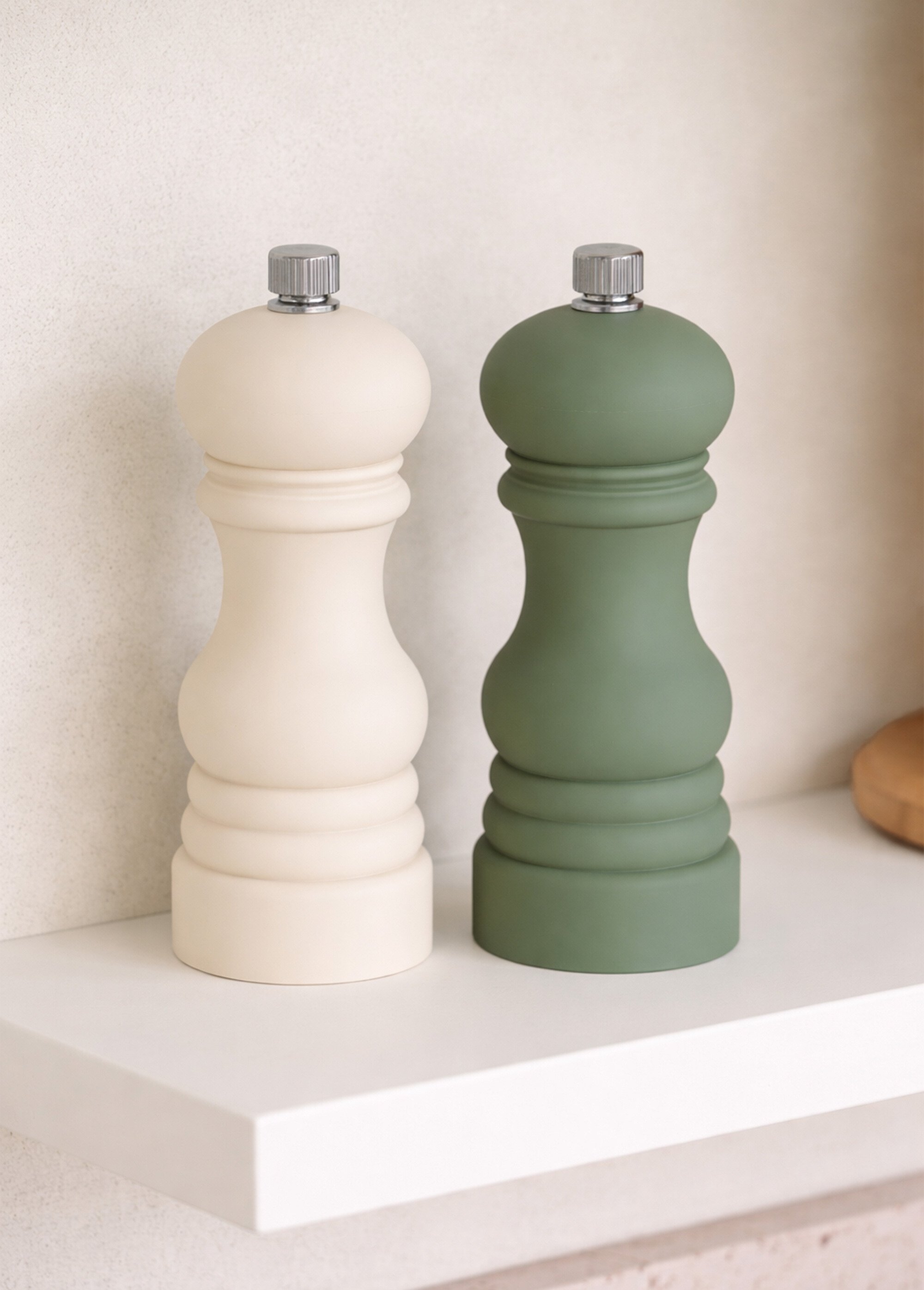 Set 2 moulins à épices fini mat soft touch Beige JJA-203075 SI1