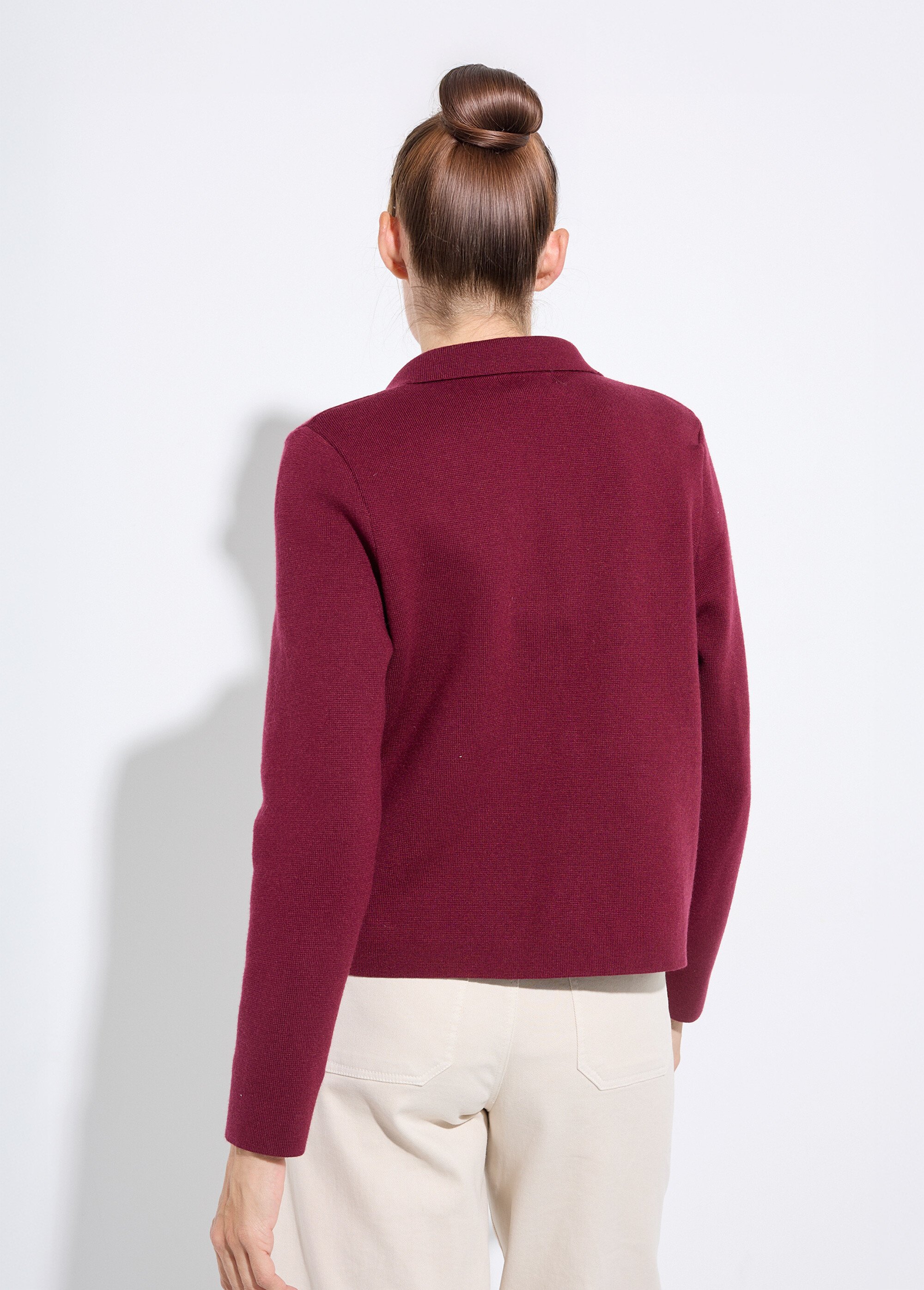 Veste courte jacquard uni col tailleur