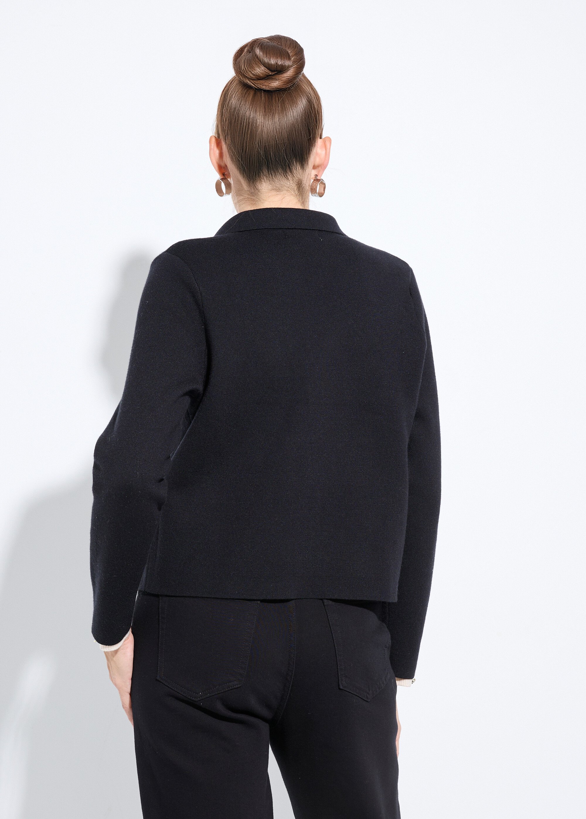 Veste courte jacquard uni col tailleur