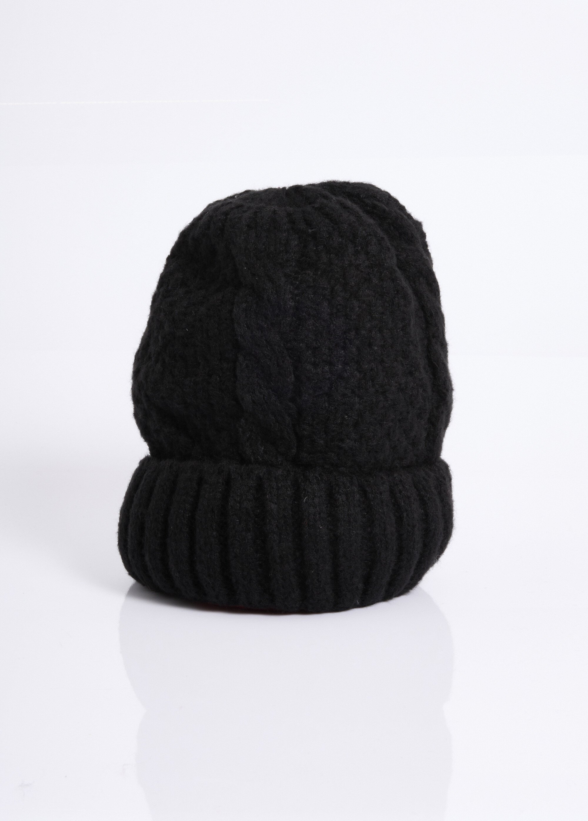 Bonnet en maille intérieur sherpa Femme Noir NES180LSHW2309W FA1