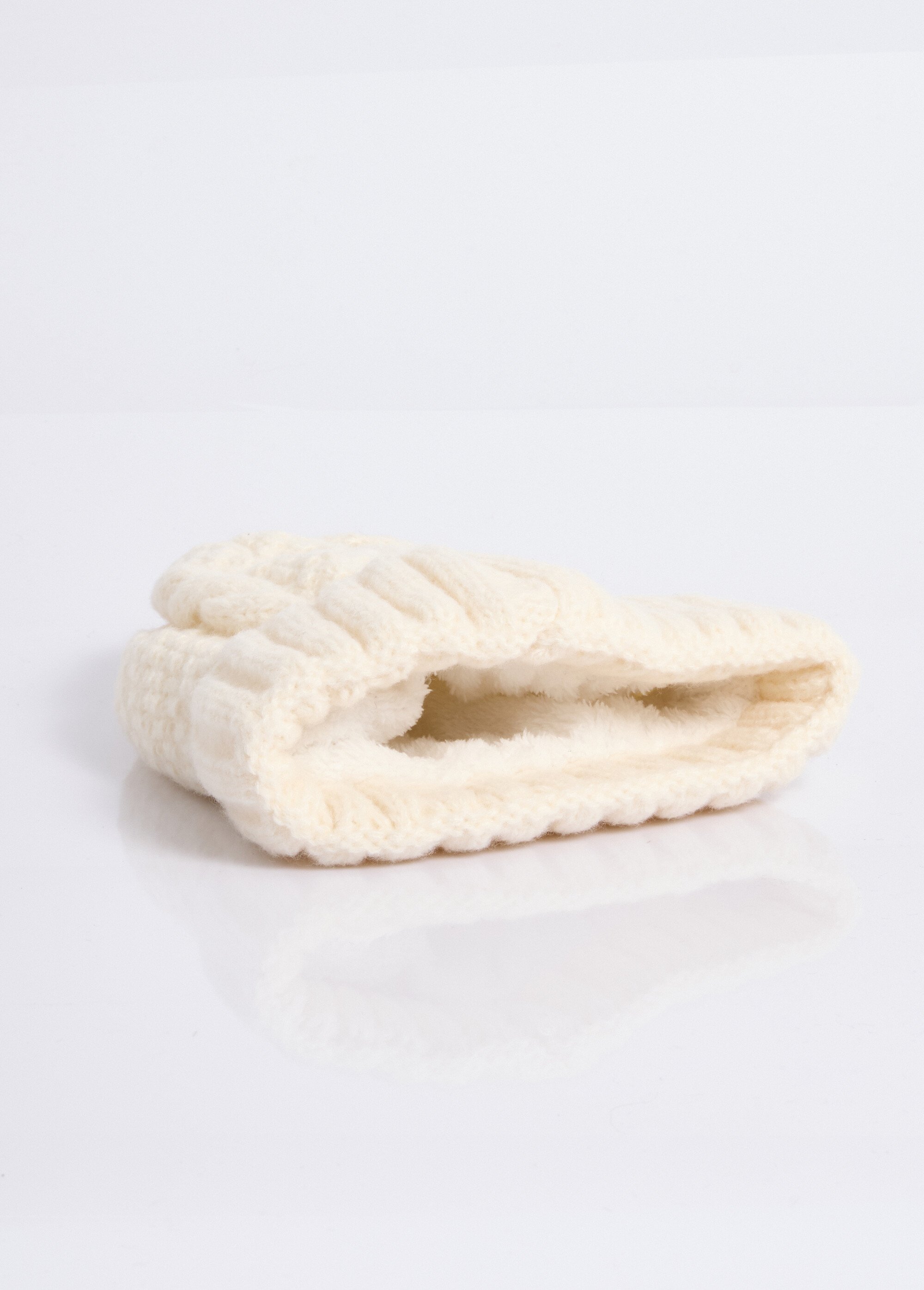 Bonnet en maille intérieur sherpa Femme Beige NES180LSHW2309W DE1