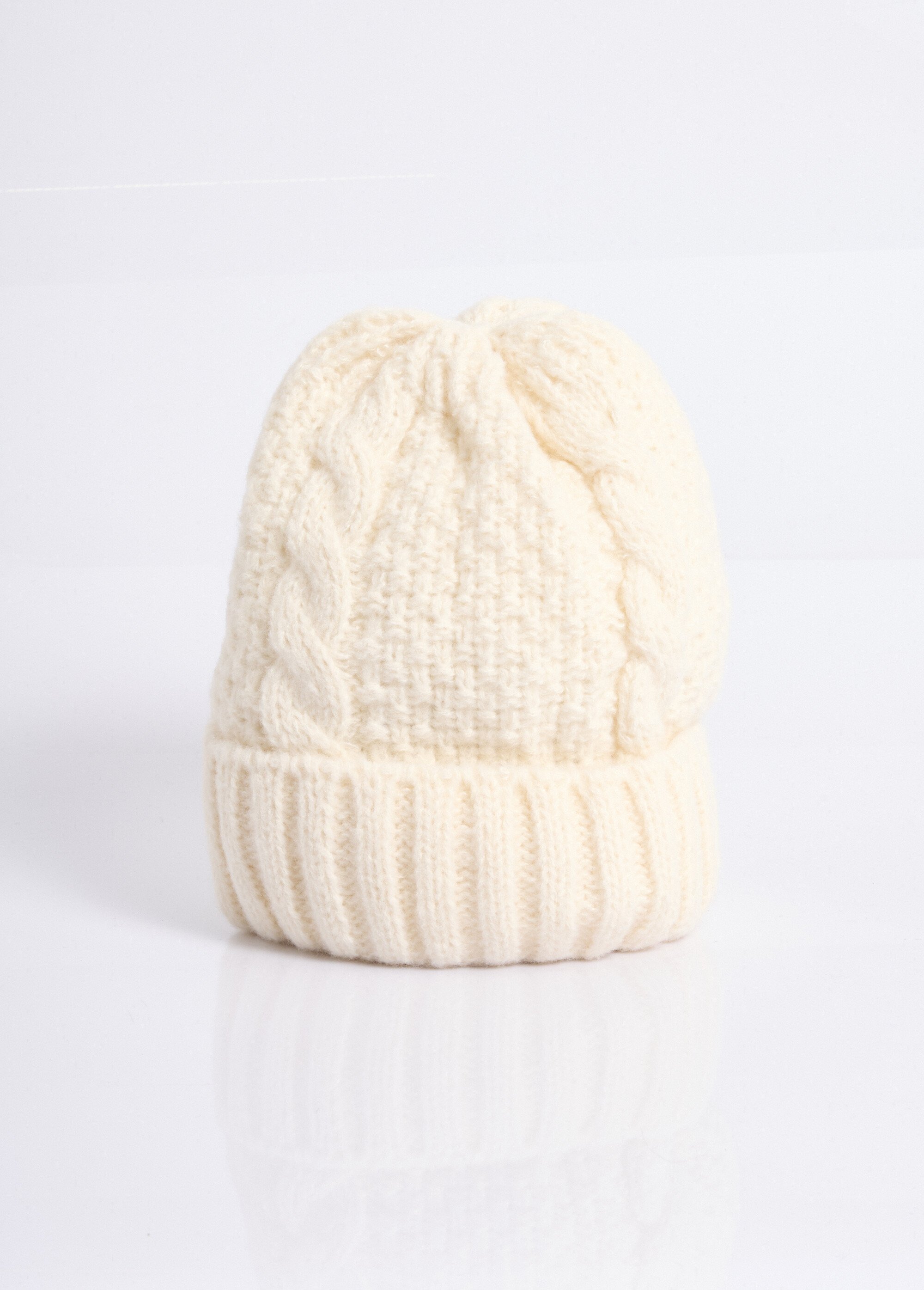 Bonnet en maille intérieur sherpa Femme Beige NES180LSHW2309W FA1