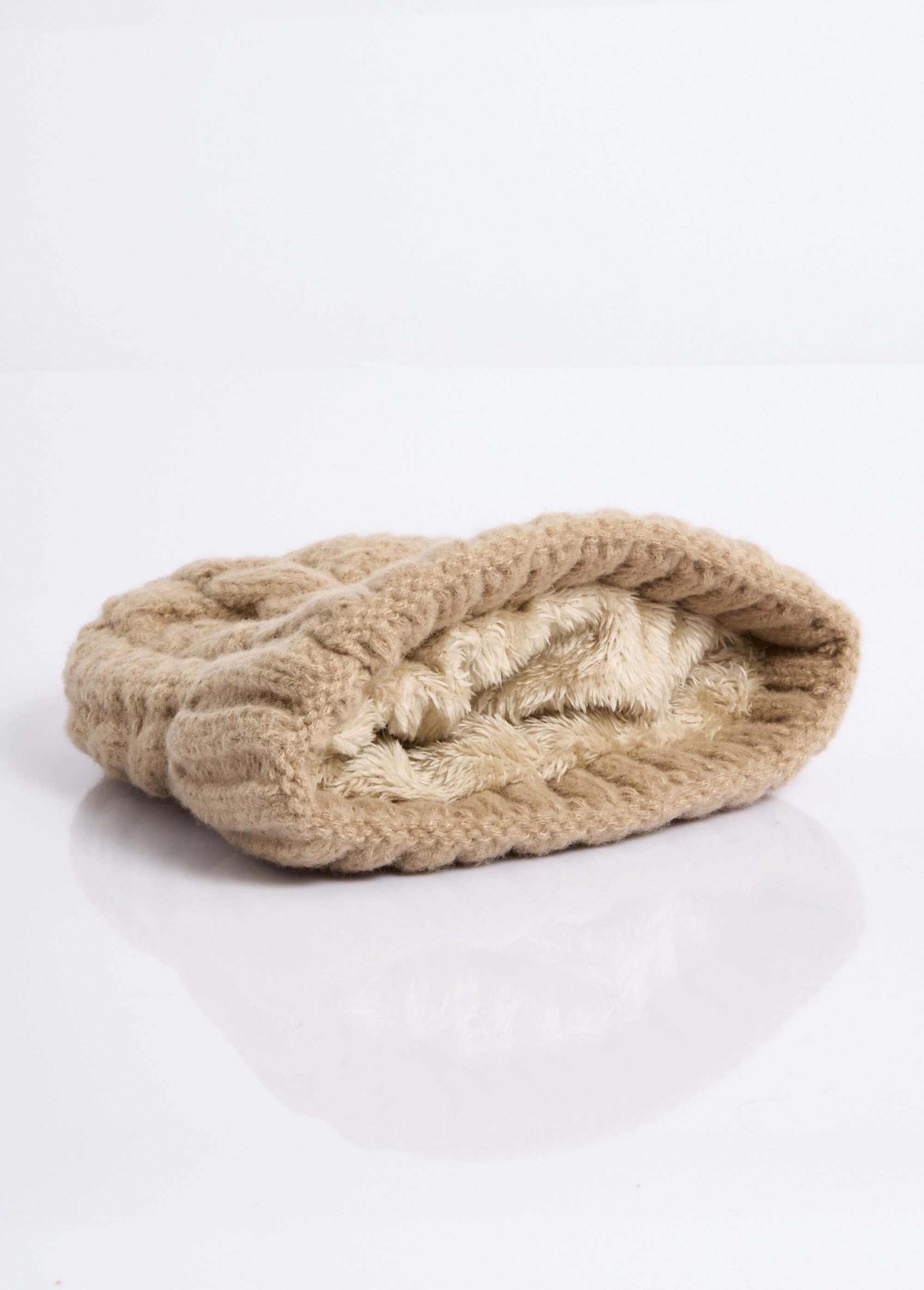 Bonnet en maille intérieur sherpa Femme Beige NES180LSHW2309W DE1