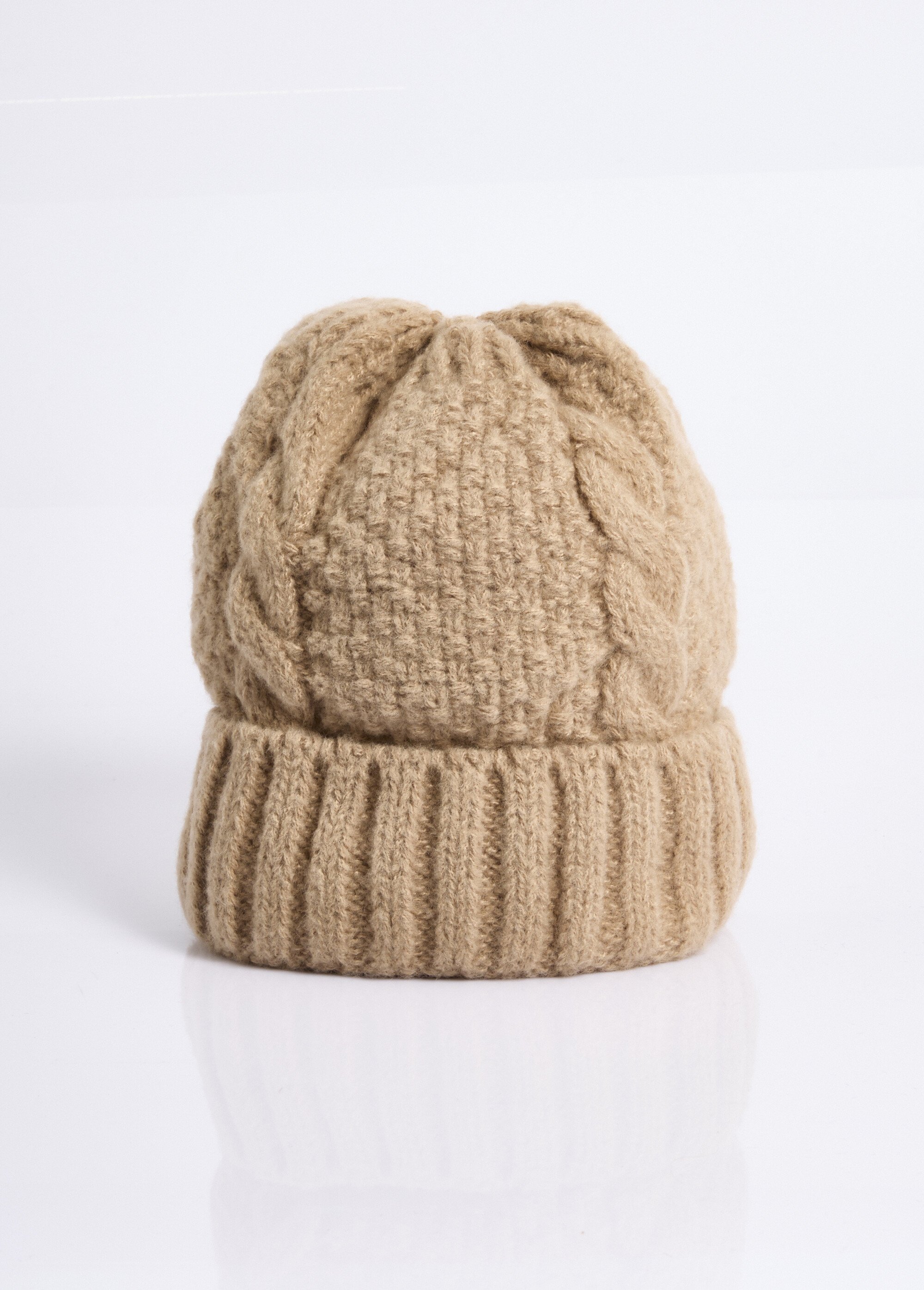 Bonnet en maille intérieur sherpa Femme Beige NES180LSHW2309W FA1