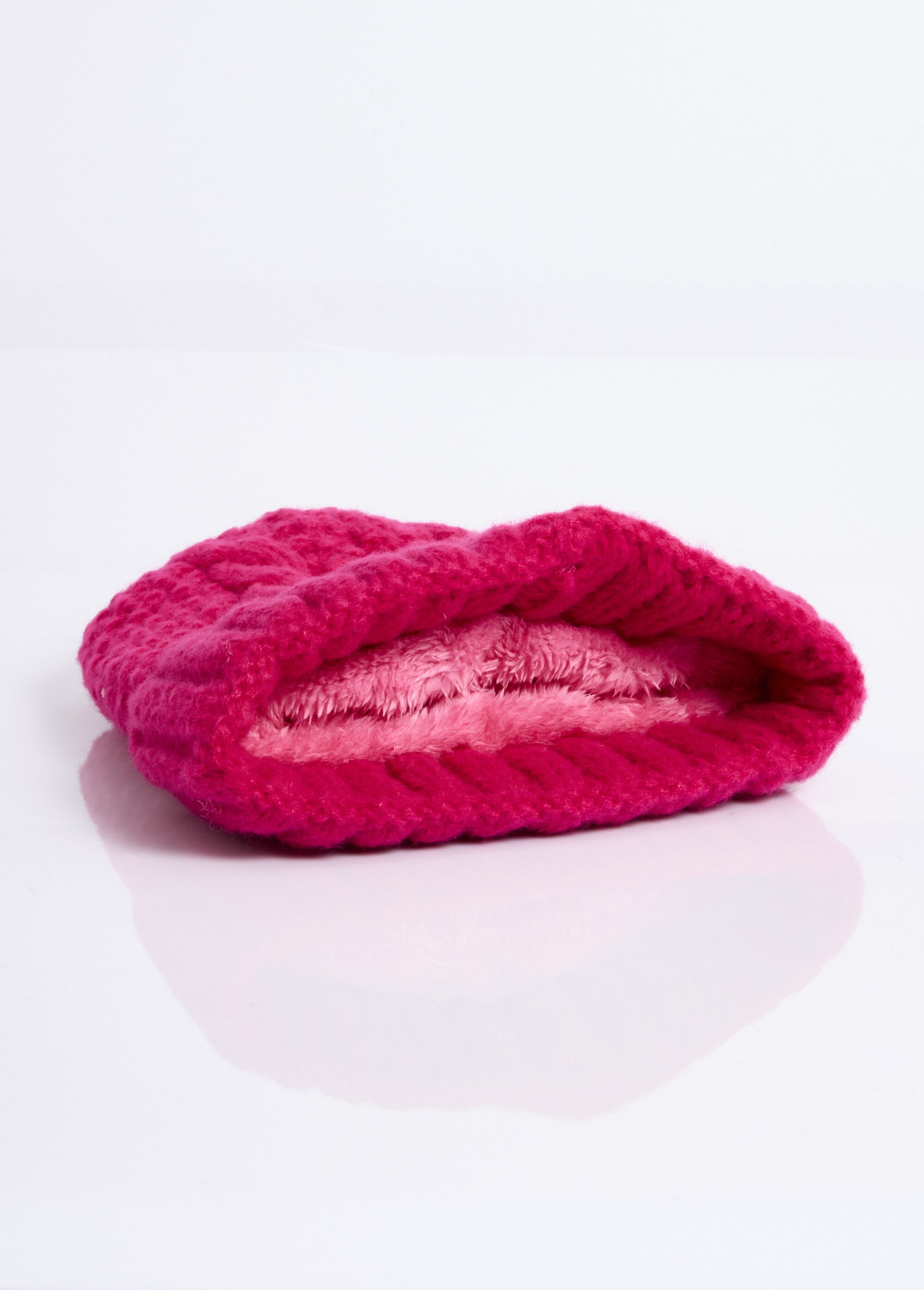 Bonnet en maille intérieur sherpa Femme Rose NES180LSHW2309W DE1