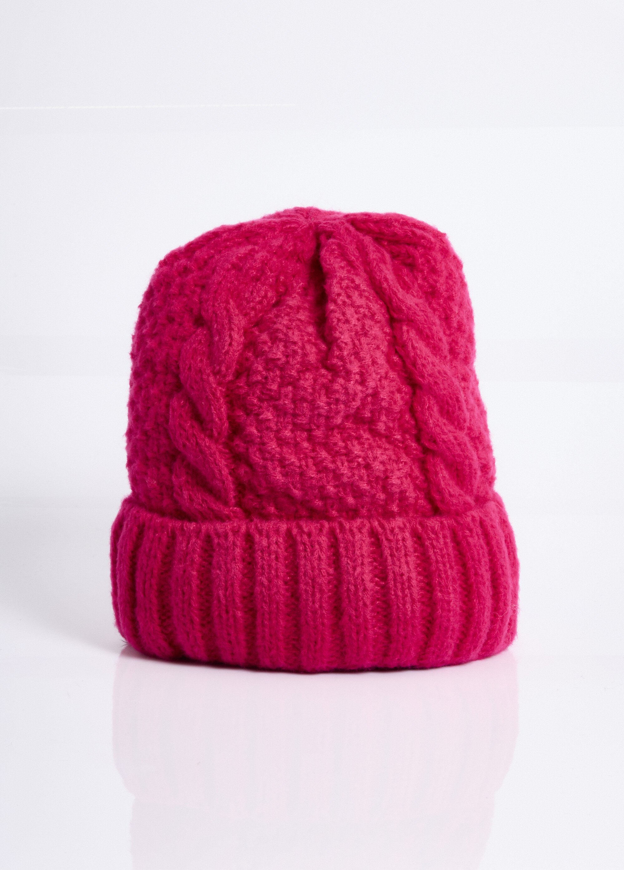 Bonnet en maille intérieur sherpa Femme Rose NES180LSHW2309W FA1