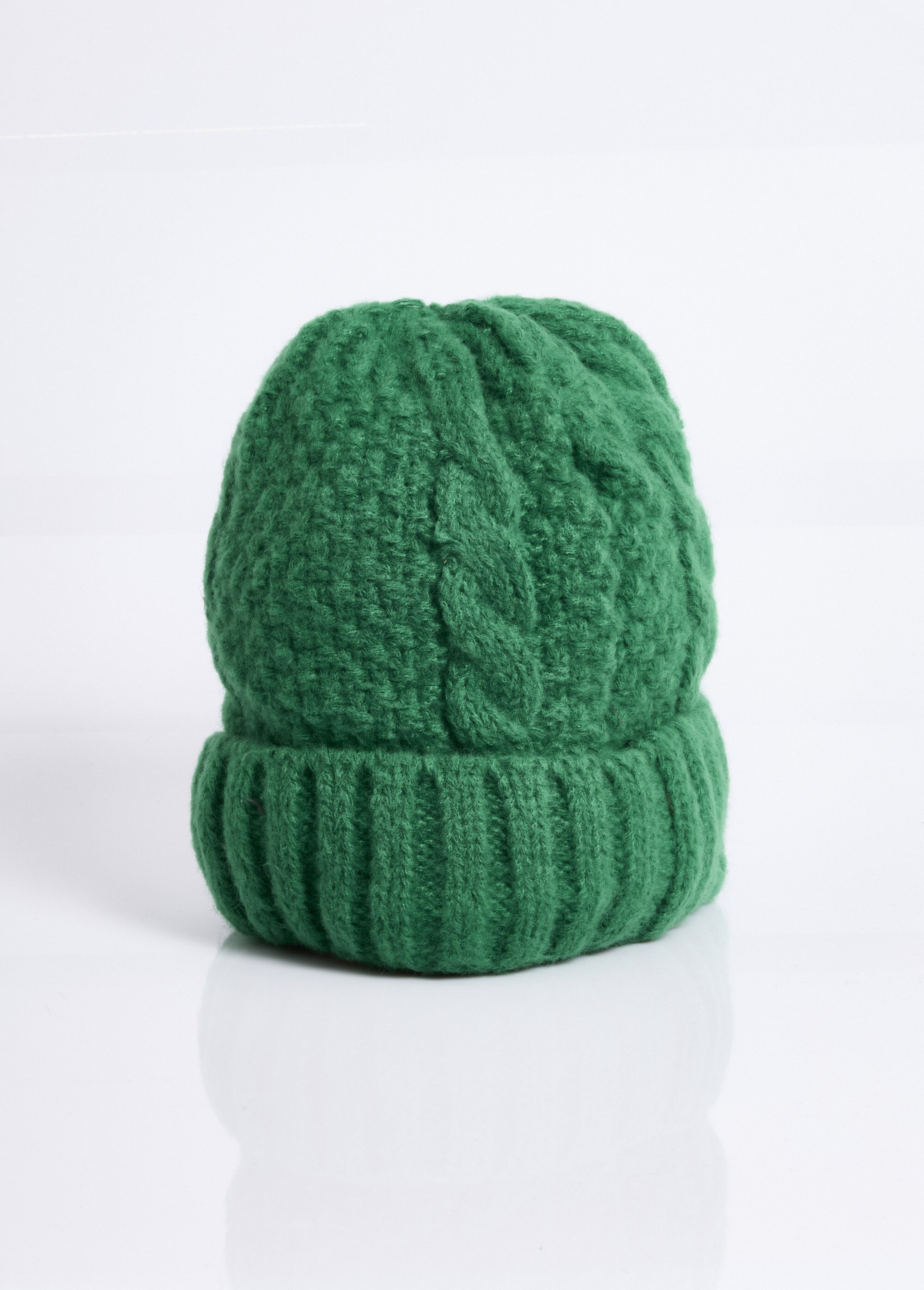 Bonnet en maille intérieur sherpa Femme Vert NES180LSHW2309W FA1