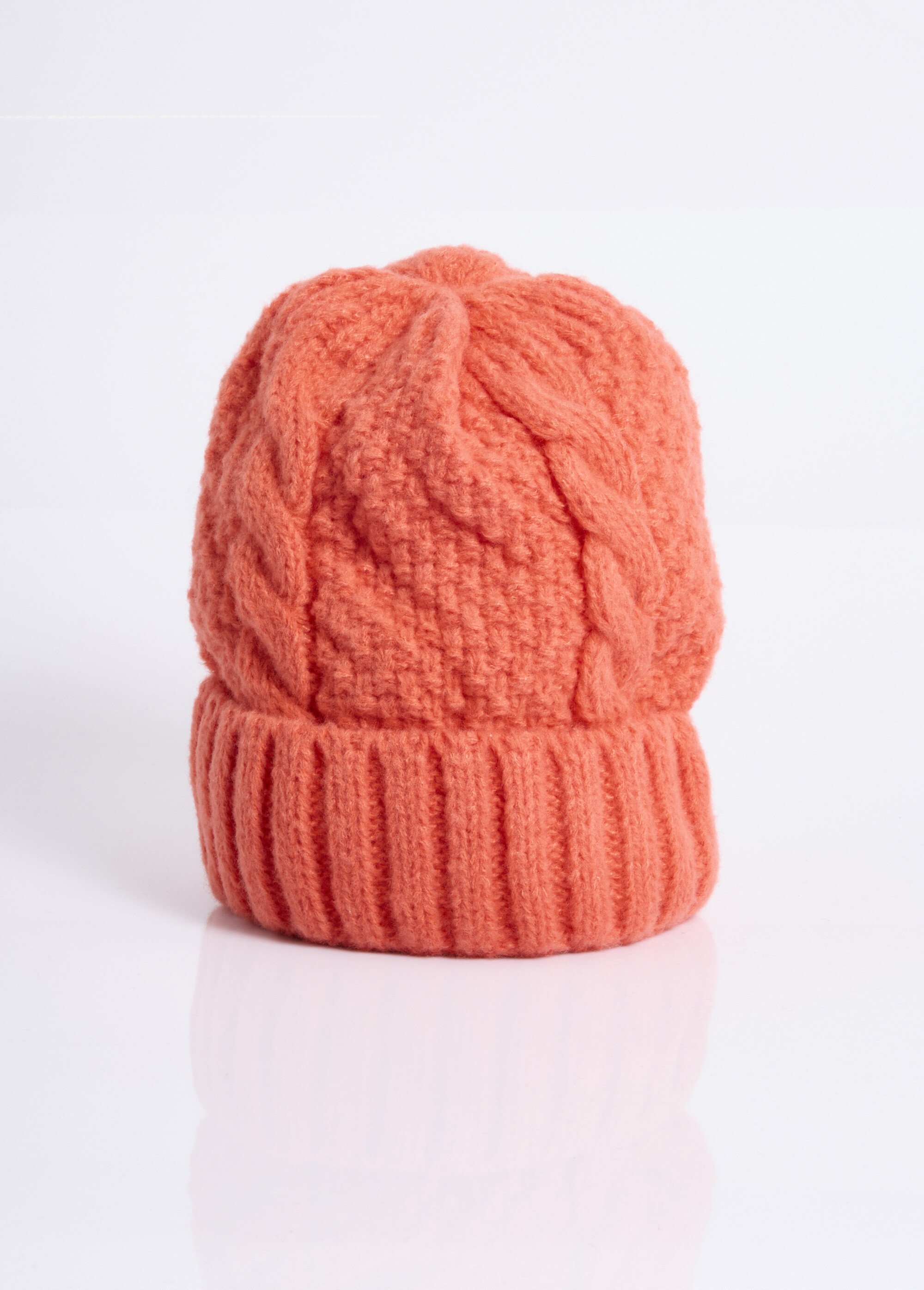 Bonnet en maille intérieur sherpa Femme Orange NES180LSHW2309W FA1