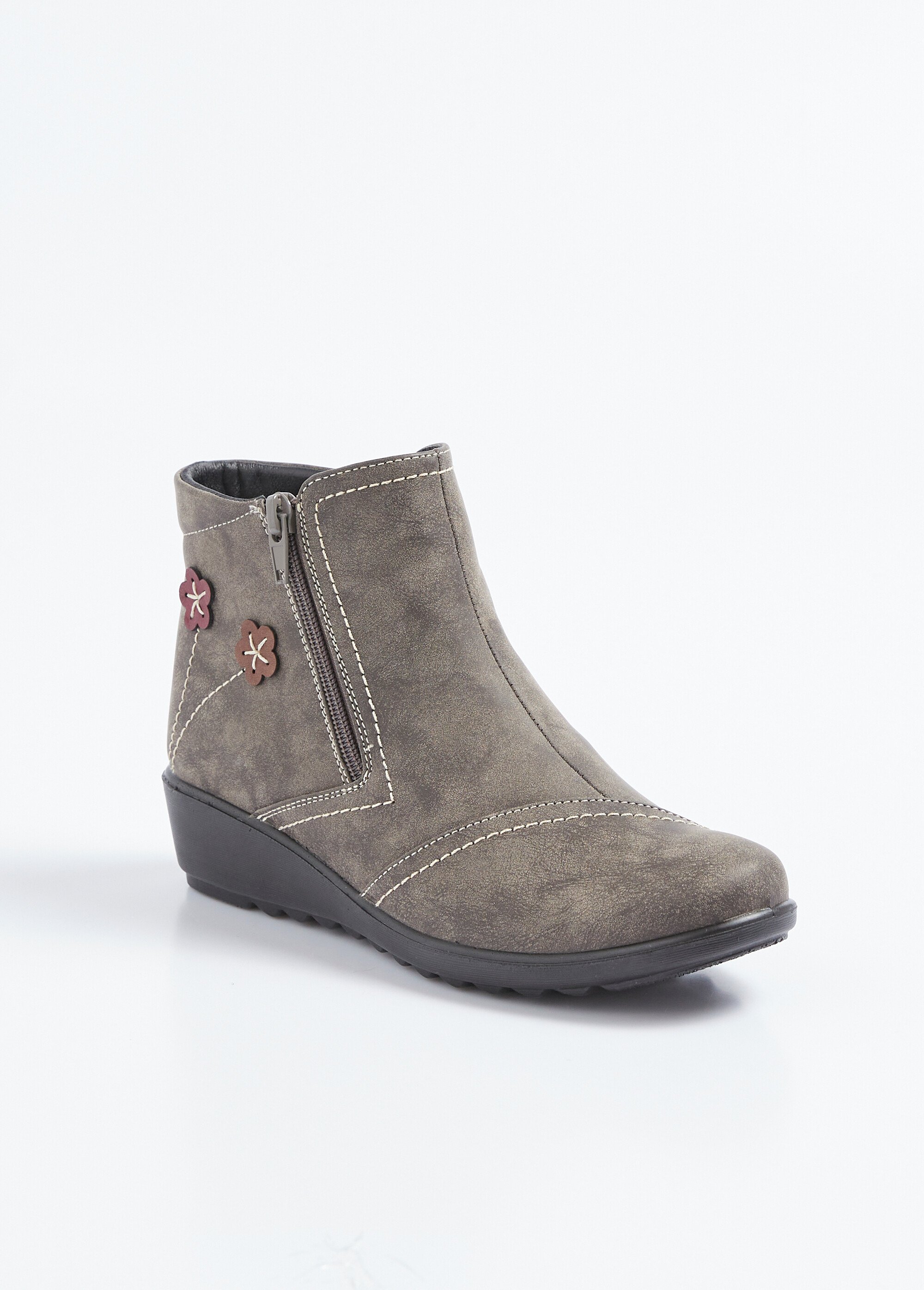 Boots compensées largeur confort double glissière Femme Marron OLYSSIA FA1