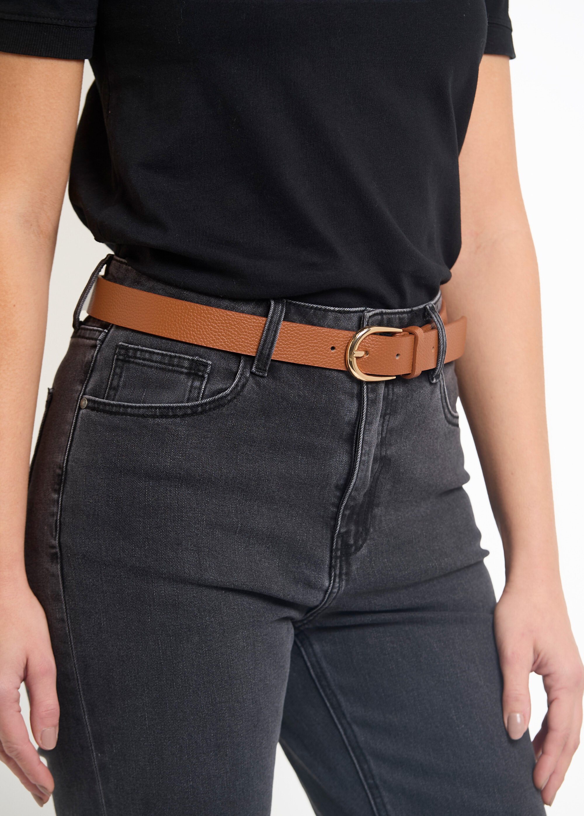 Ceinture imitation cuir boucle métal Femme Marron NK-BELT2407G FA2