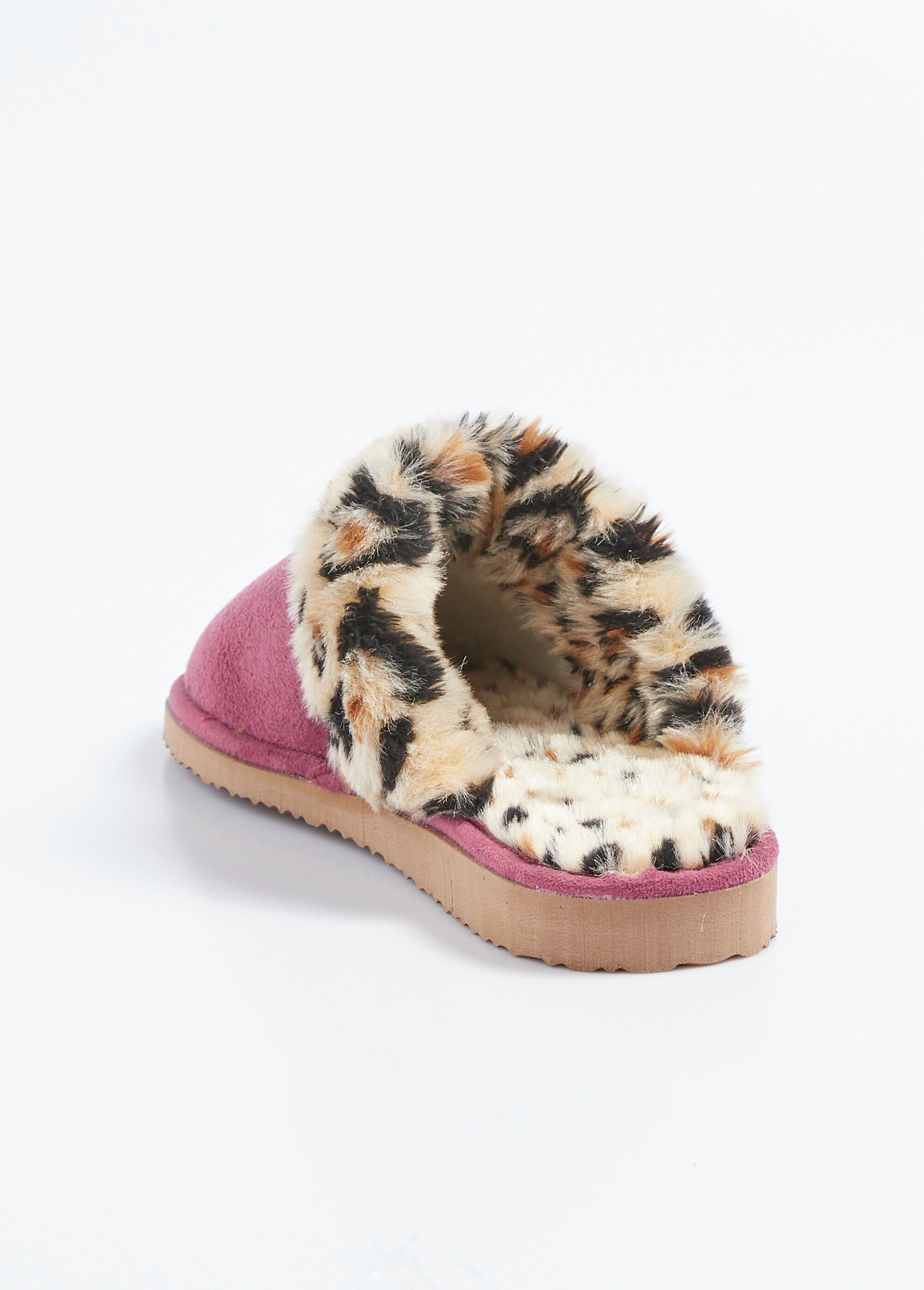 Chaussons mules fourrés imprimé léopard largeur confort Femme Rose ORGNAC DO1
