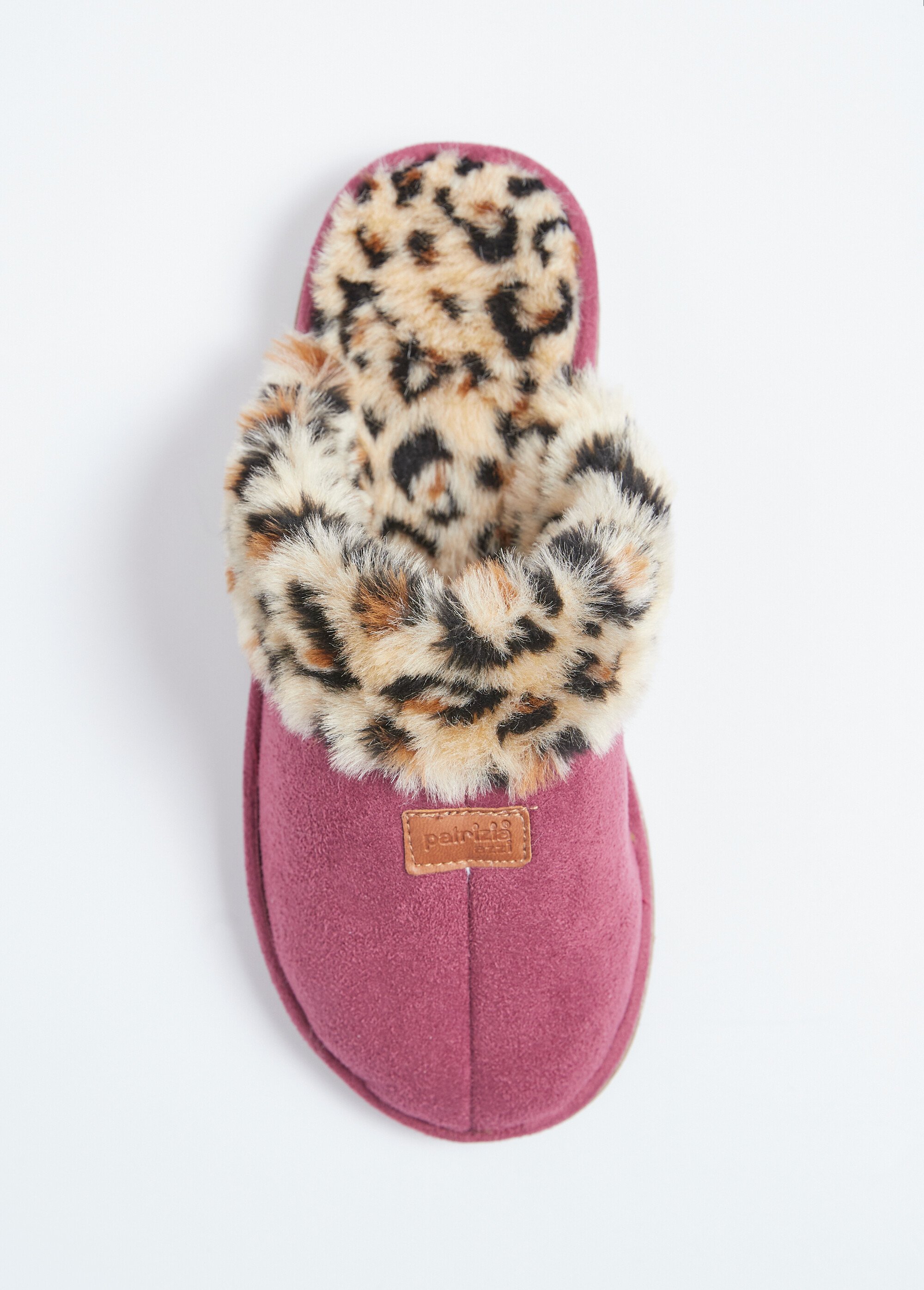 Chaussons mules fourrés imprimé léopard largeur confort Femme Rose ORGNAC OV1