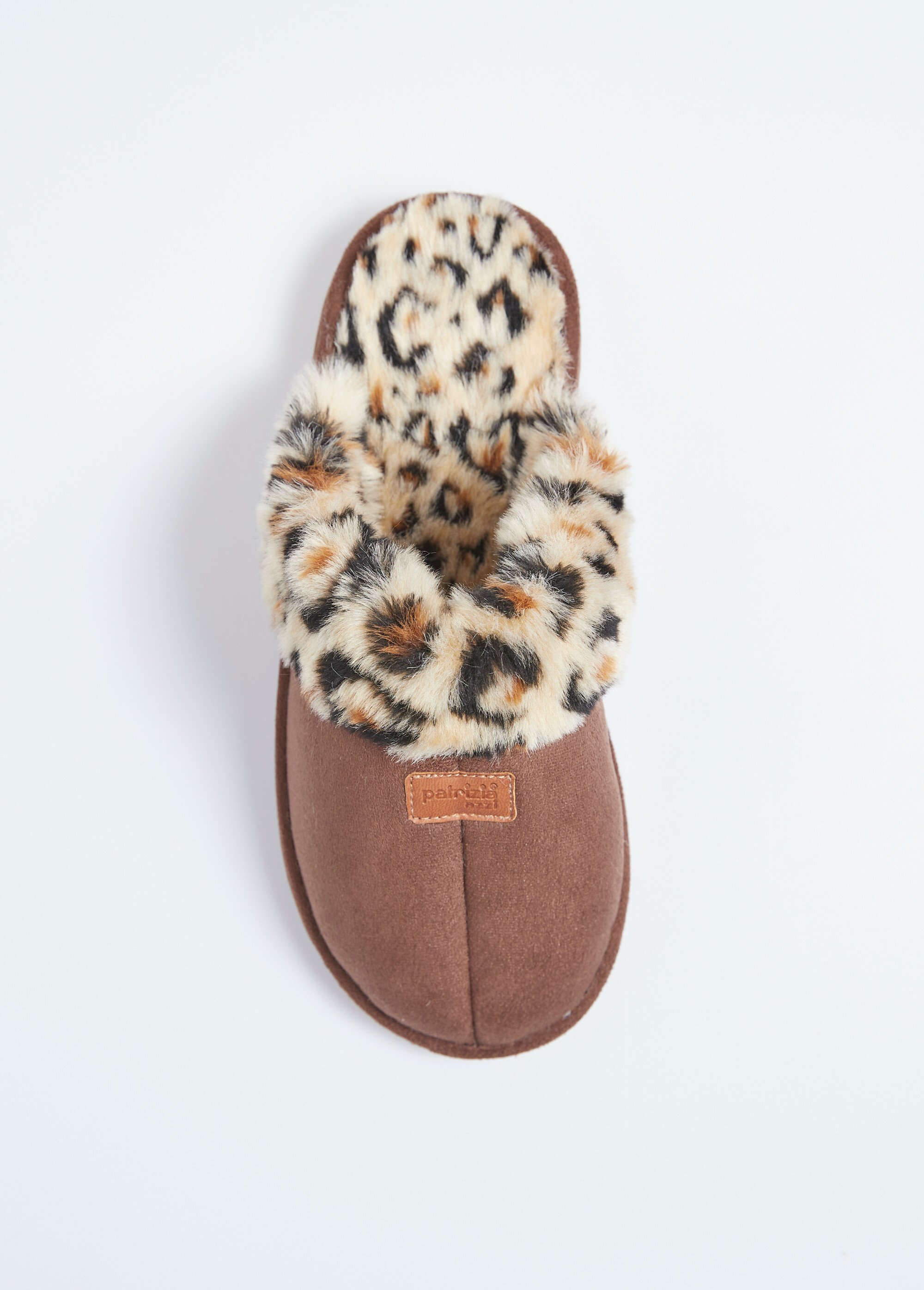 Chaussons mules fourrés imprimé léopard largeur confort Femme Marron ORGNAC OV1