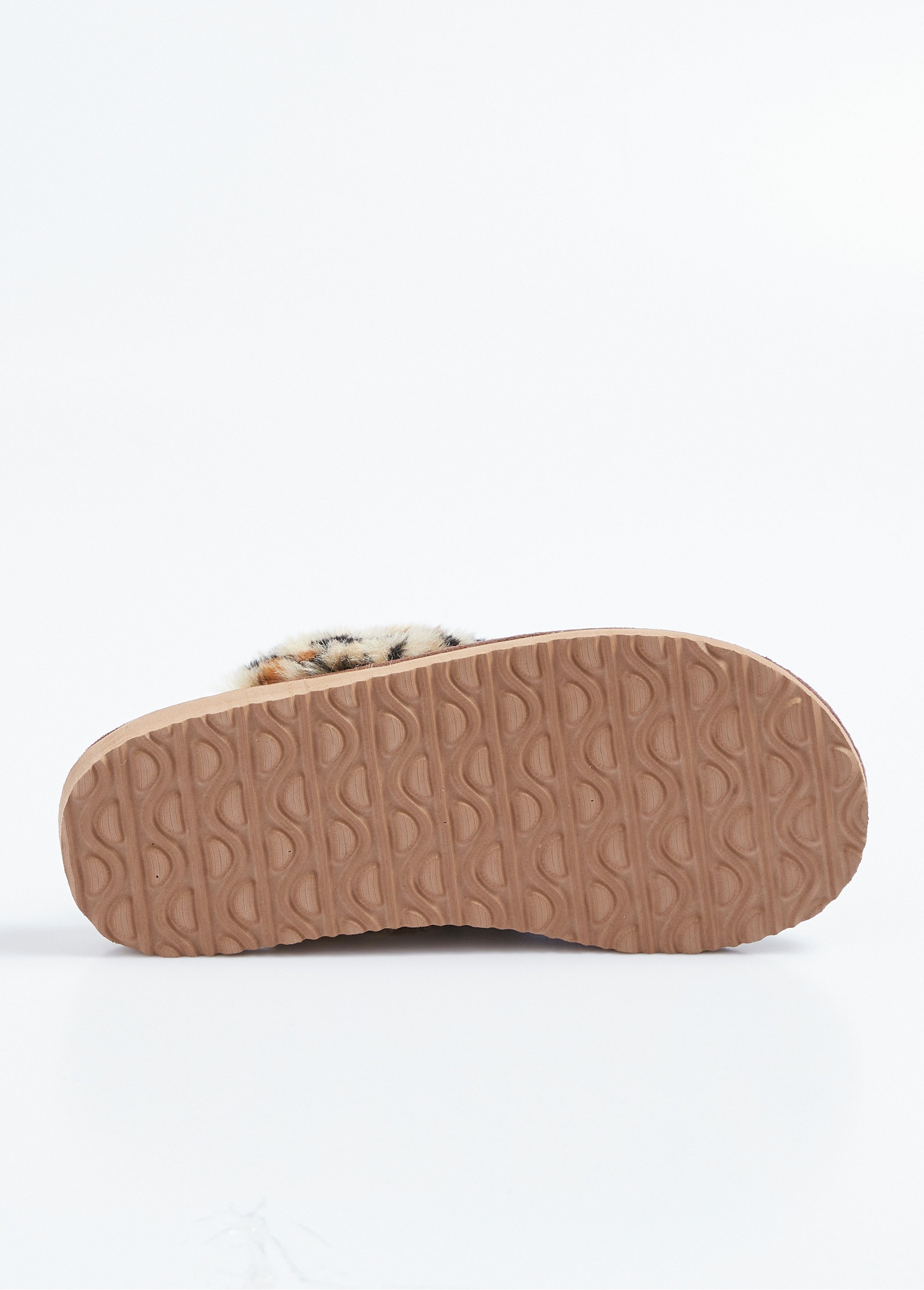 Chaussons mules fourrés imprimé léopard largeur confort Femme Marron ORGNAC UN1