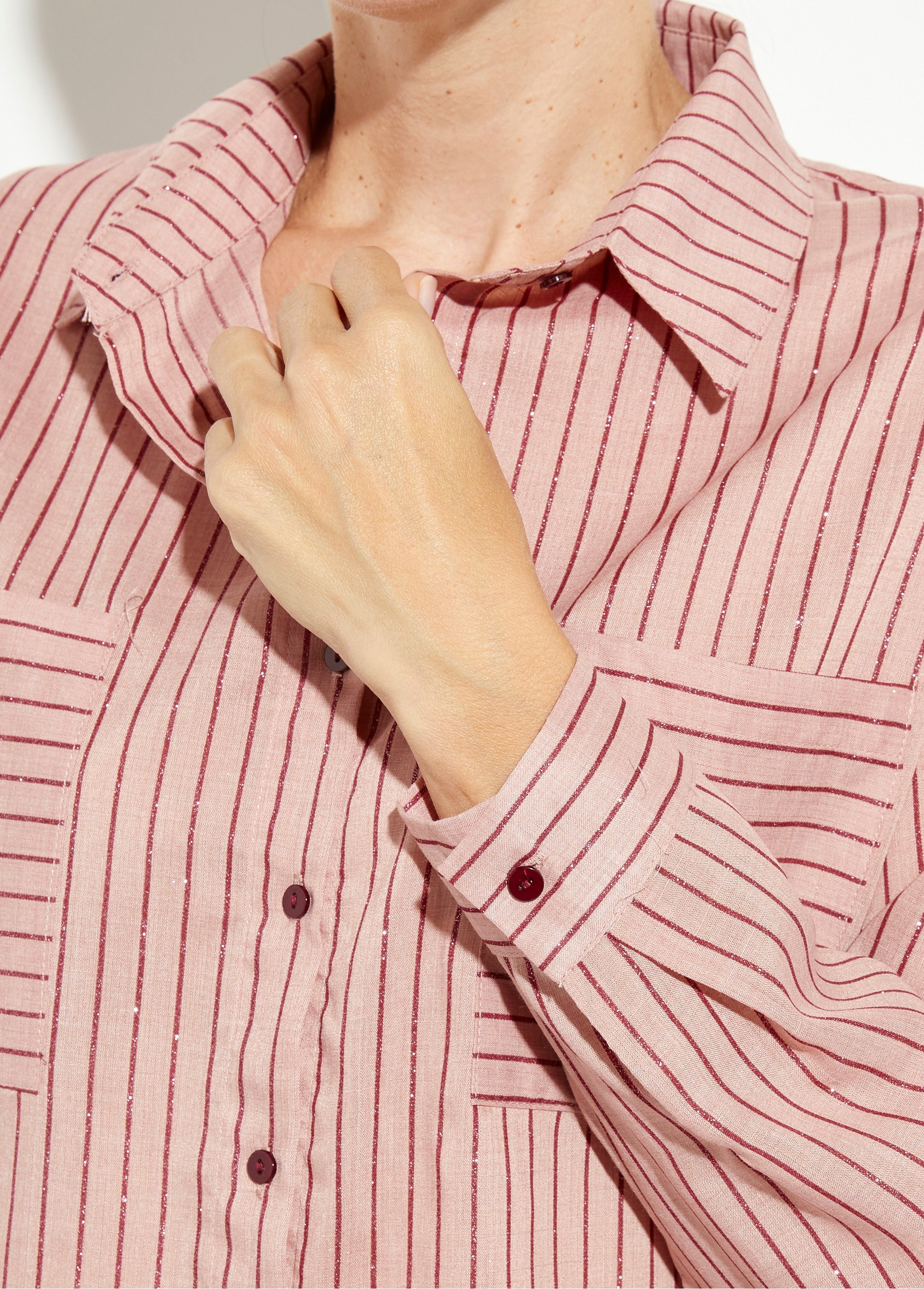 Chemisier rayures pailletées, voile fin