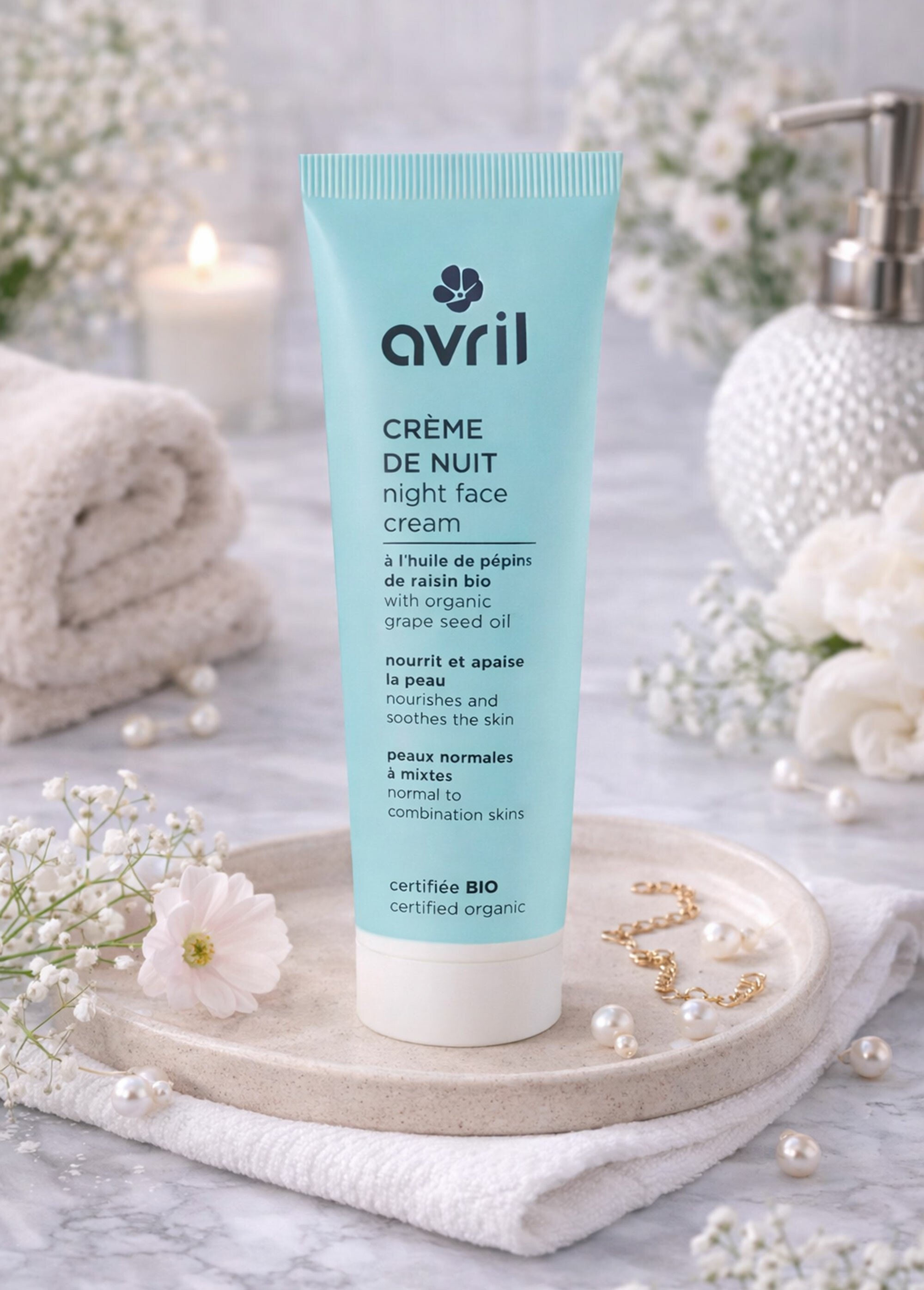 Crème de nuit BIO, peau normale et mixte Bleu AV-174 SI1