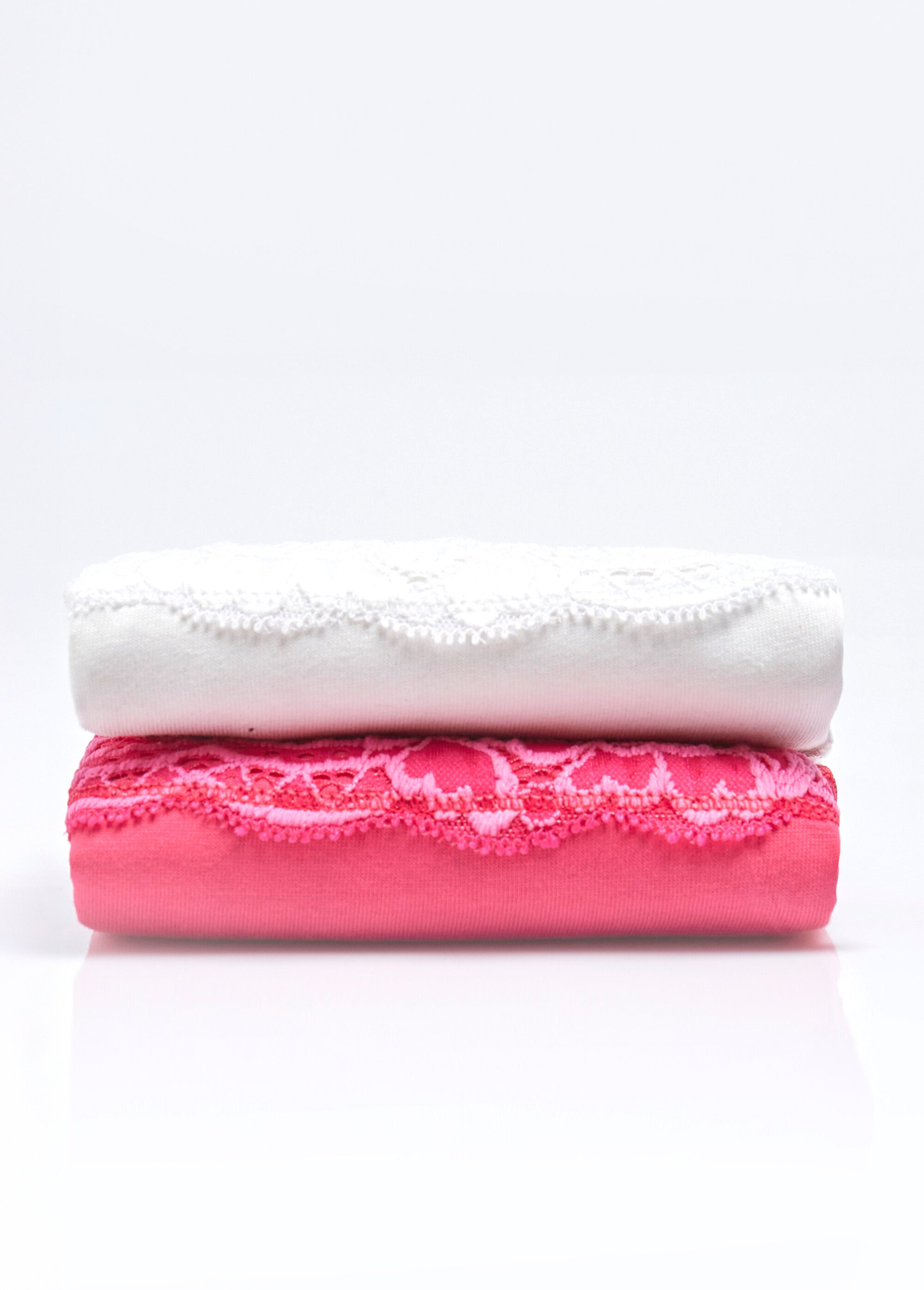 Culotte taille haute coton stretch dentelle - lot de 2 Femme Rose DALIANE FA1