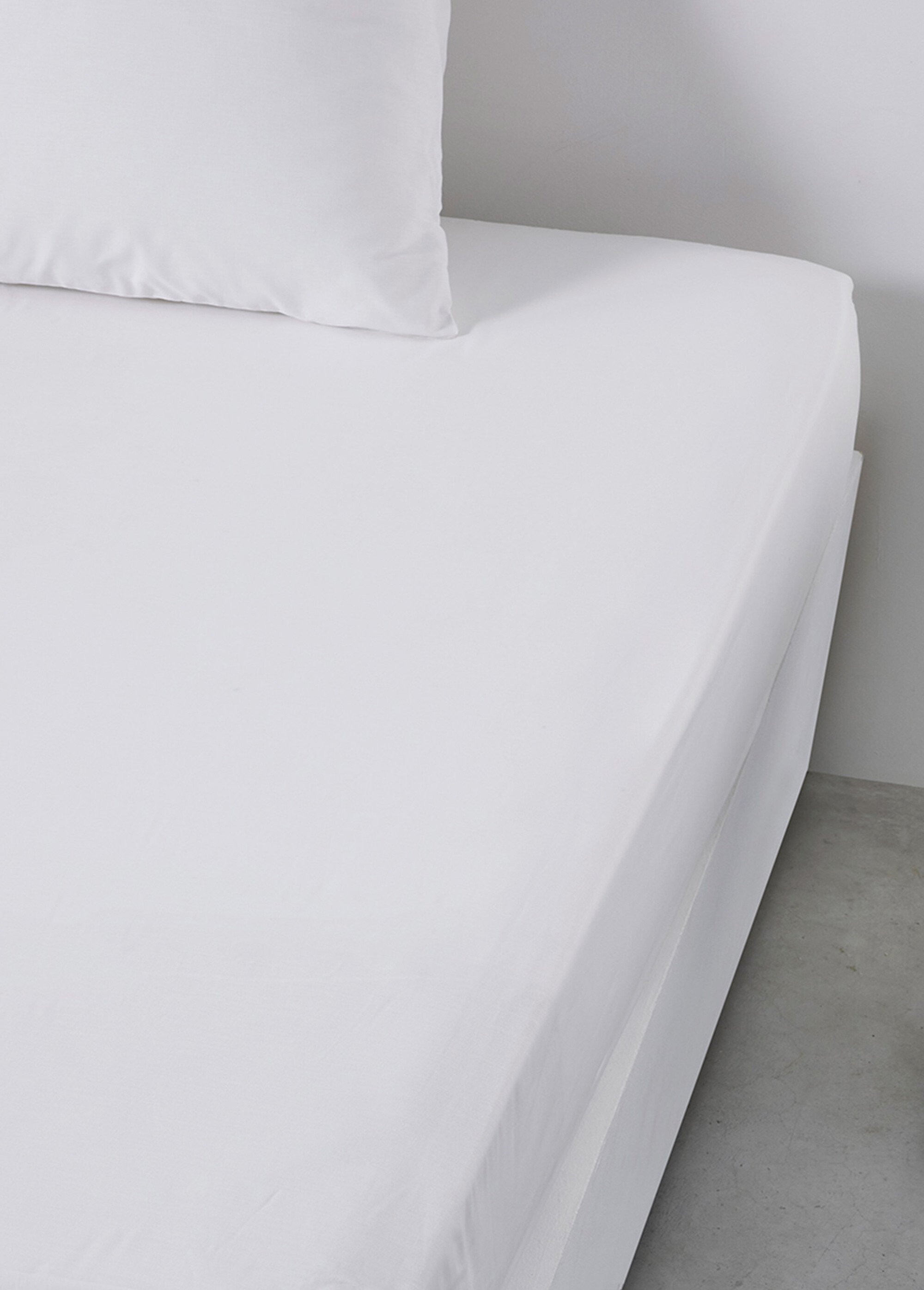 Drap housse pur coton qualité supérieure Blanc ML-DH124404 DE1