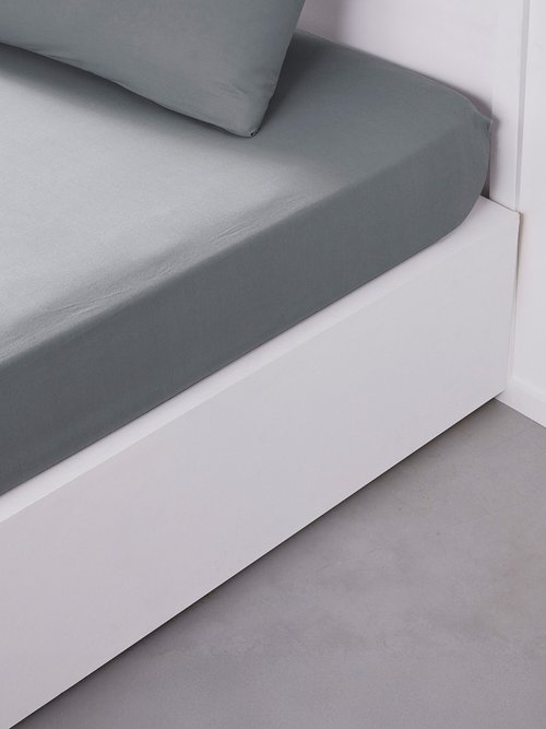 Drap housse pur coton qualité supérieure Gris ML-DH124404 DE1