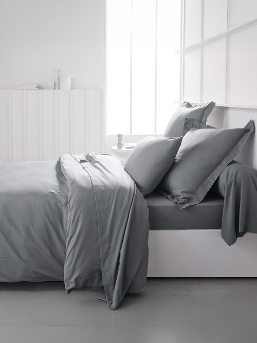 Drap housse pur coton qualité supérieure Gris ML-DH124404 SI1