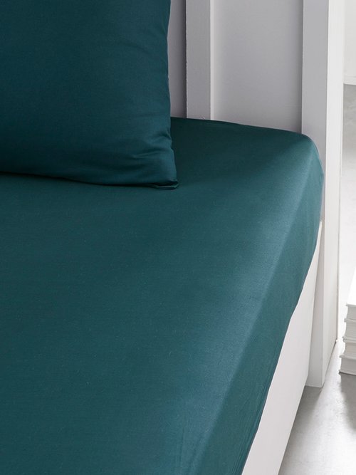 Drap housse pur coton qualité supérieure Bleu ML-DH124404 DE1