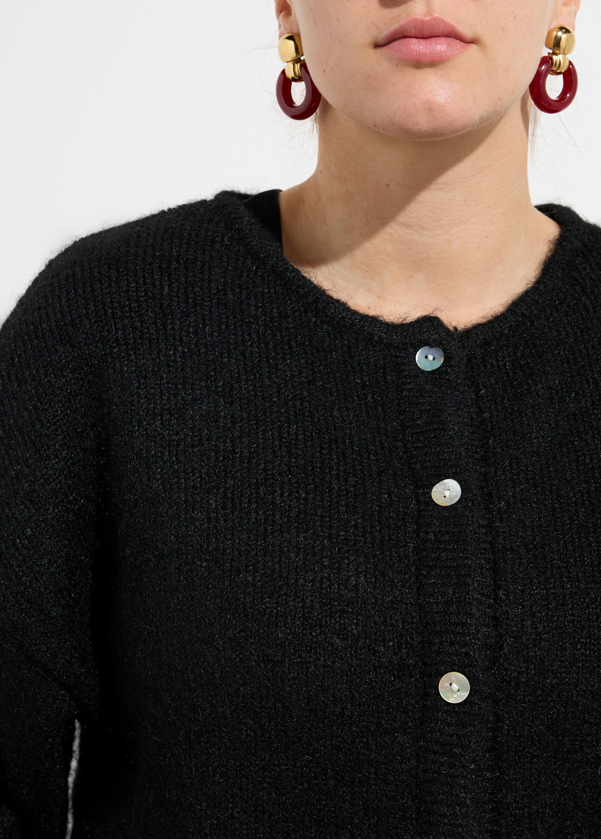 Gilet chaud col rond, maille avec laine