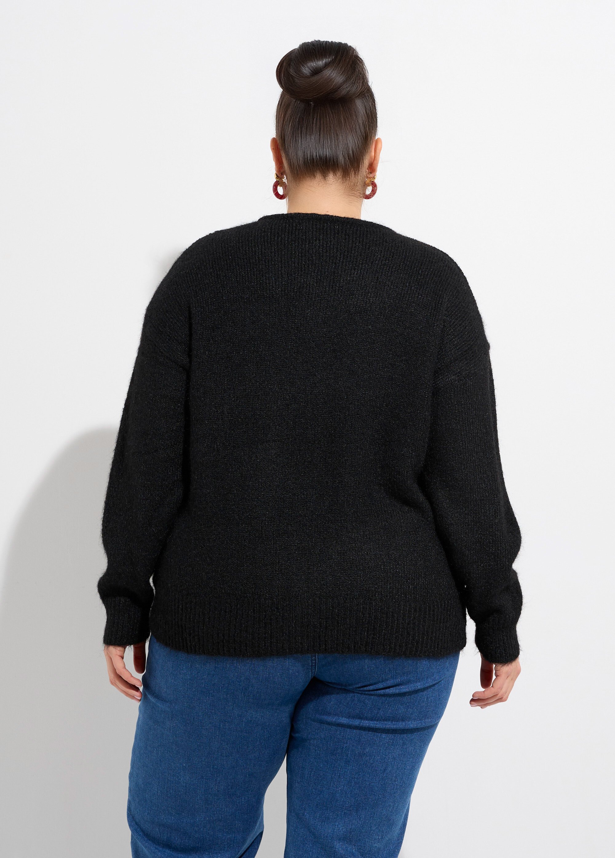 Gilet chaud col rond, maille avec laine