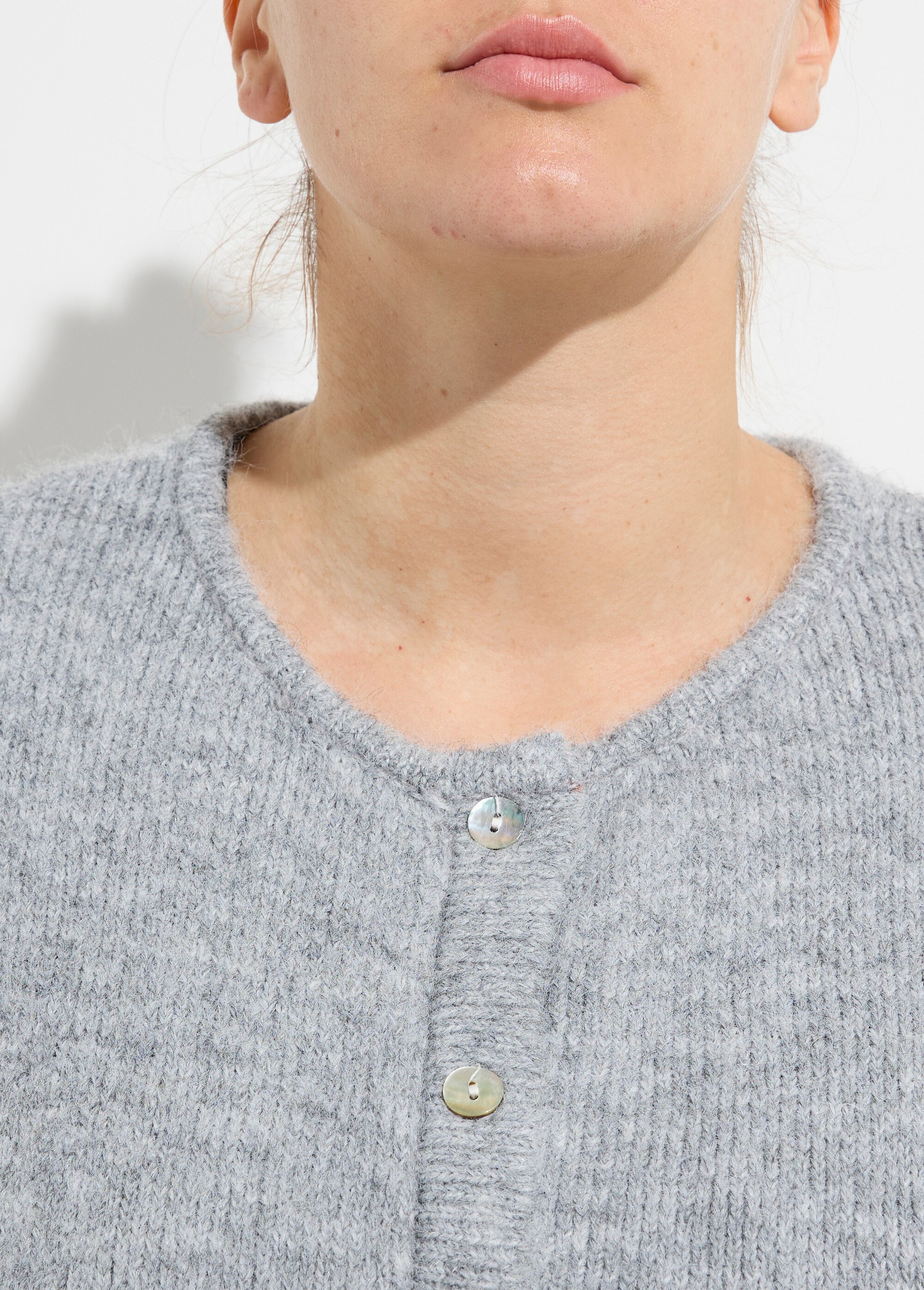 Gilet chaud col rond, maille avec laine