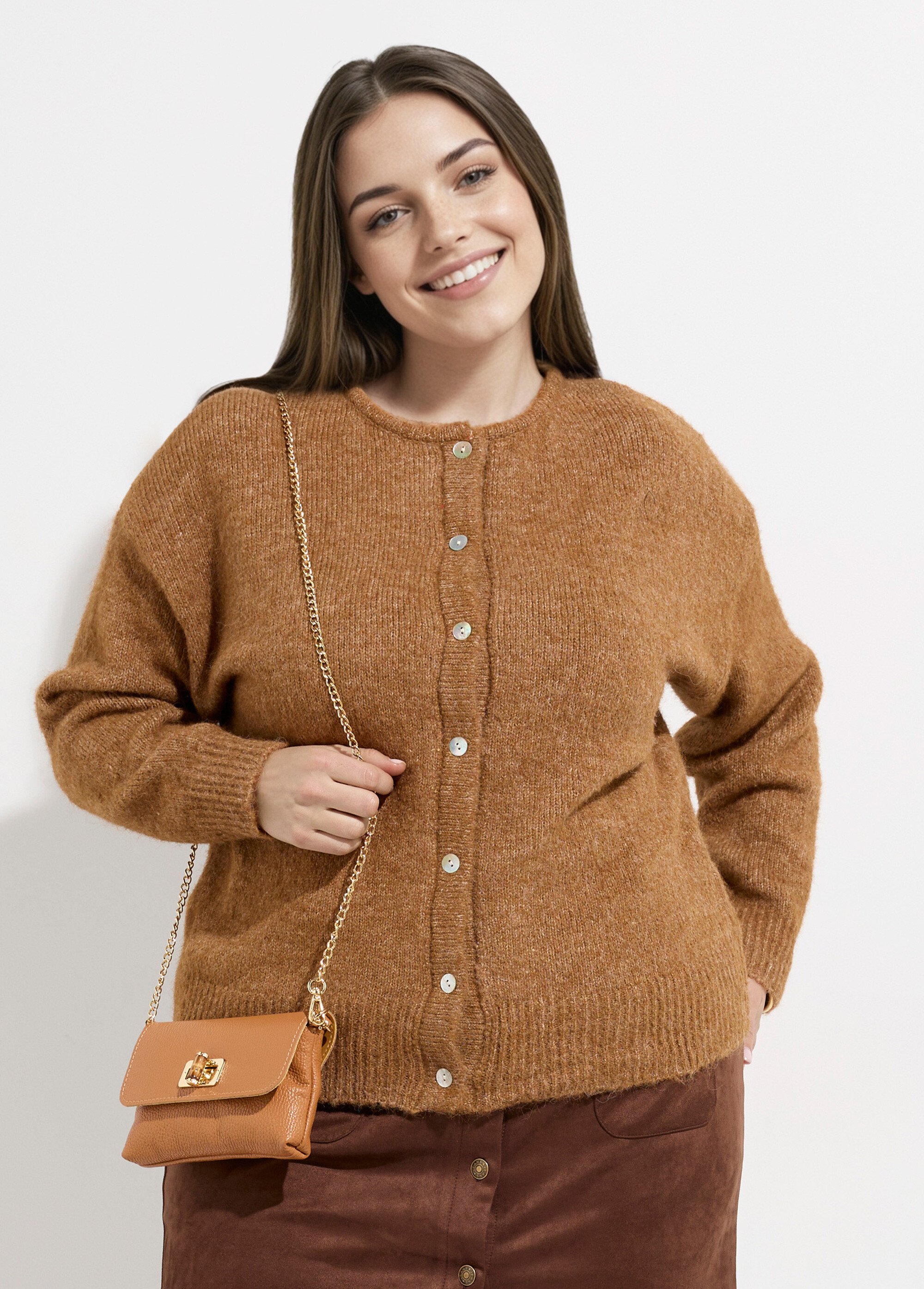 Gilet chaud col rond, maille avec laine