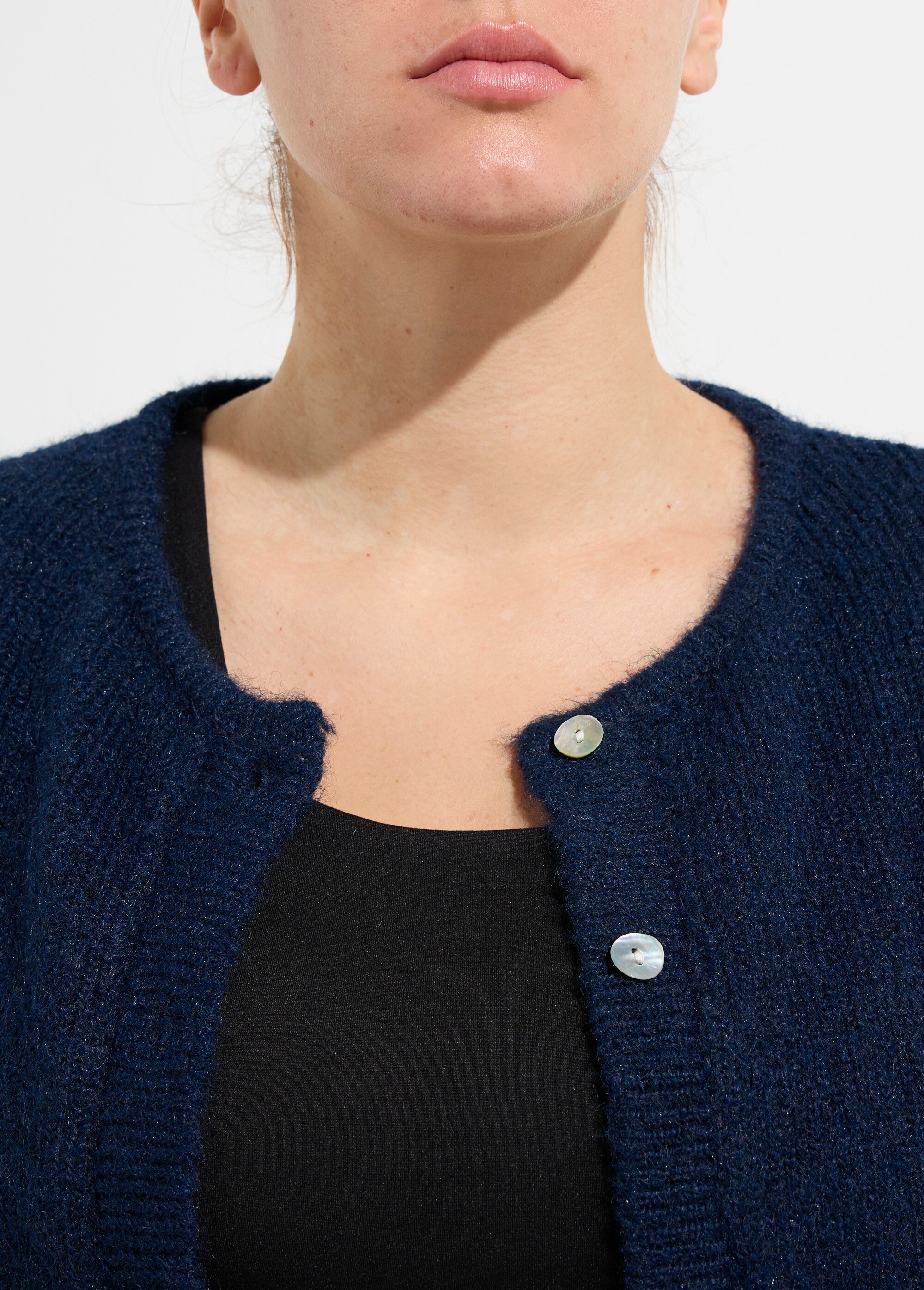 Gilet chaud col rond, maille avec laine