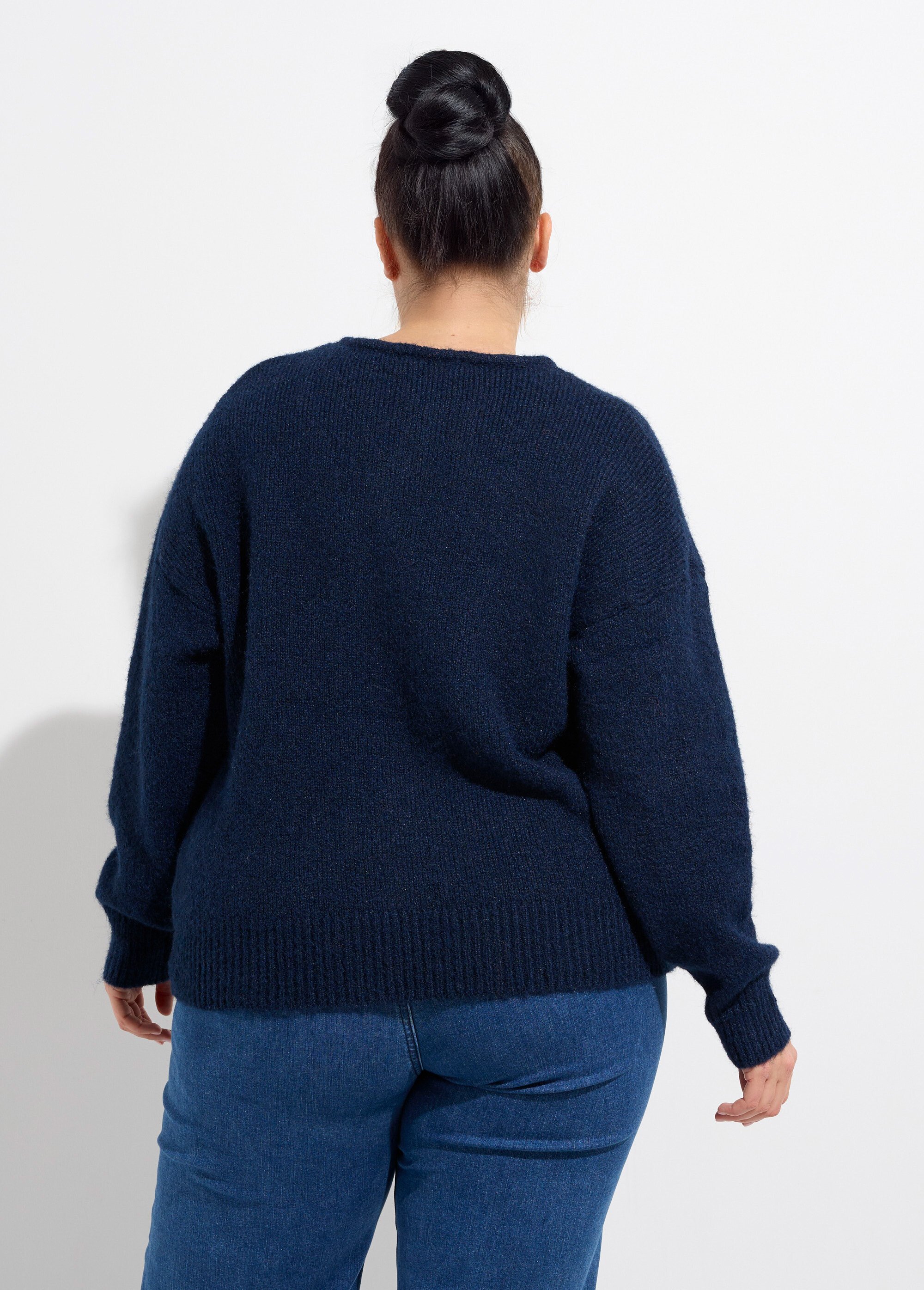 Gilet chaud col rond, maille avec laine