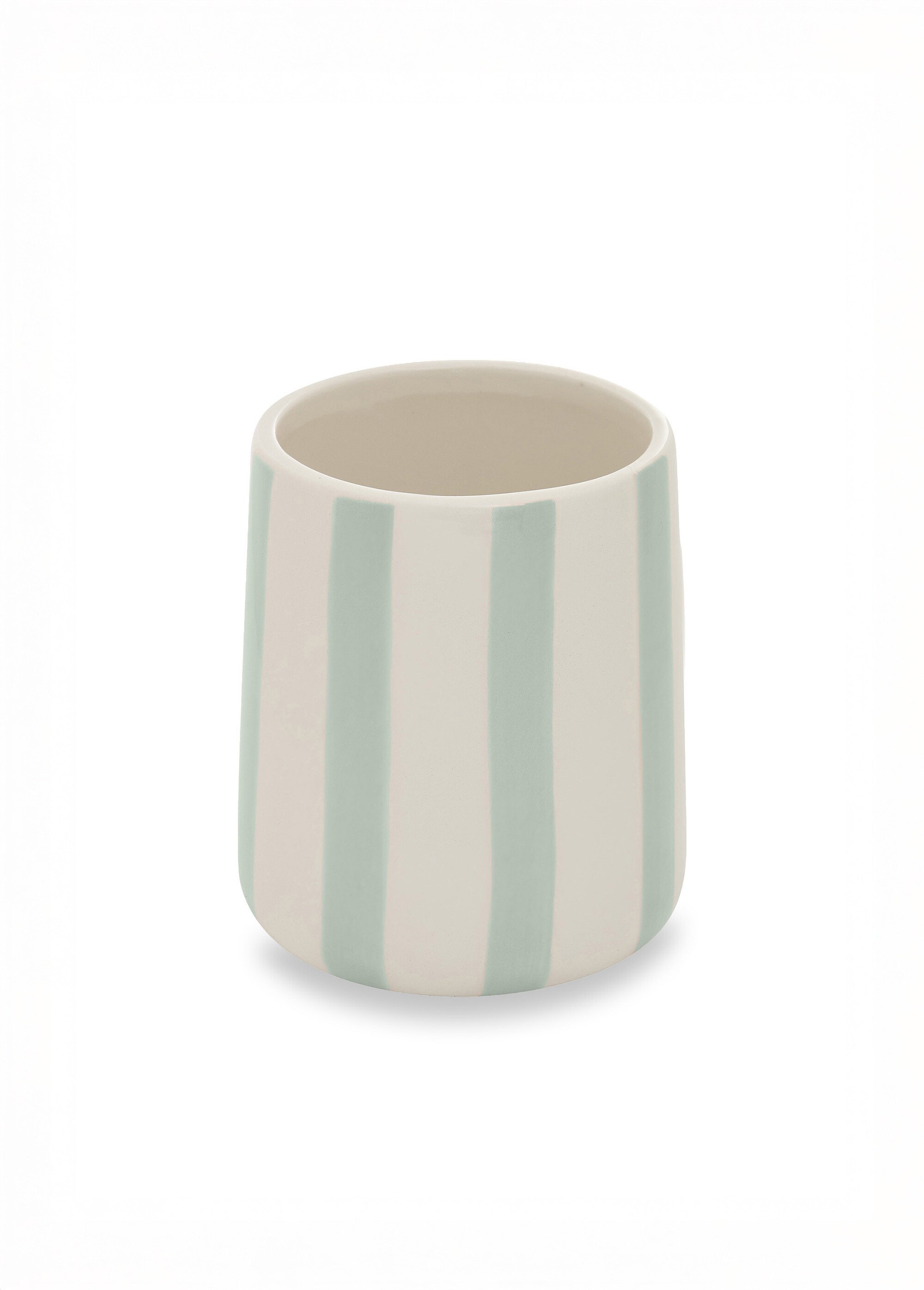 Gobelet à brosse à dents céramique rayée Vert JJA-214787B FA1