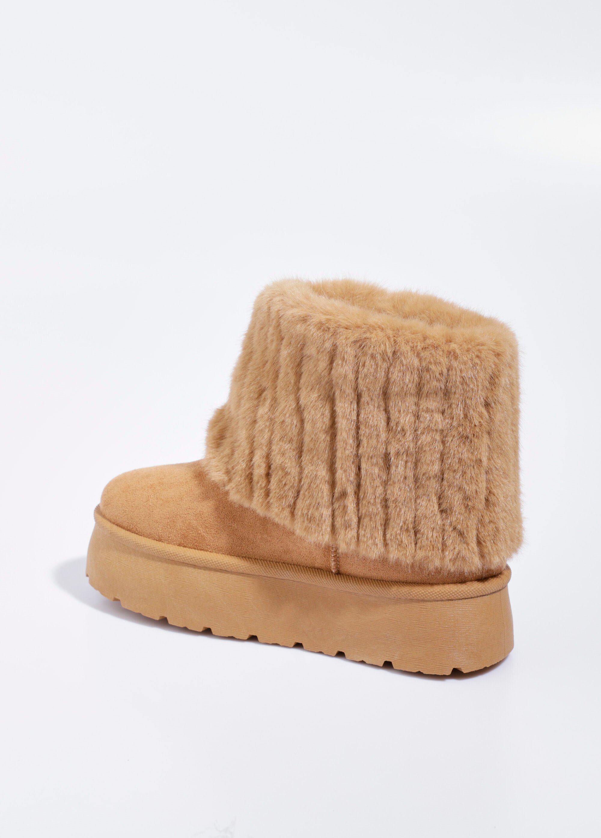 Boots compensées fausse fourrure Femme Beige LBSDYX9067 DO1